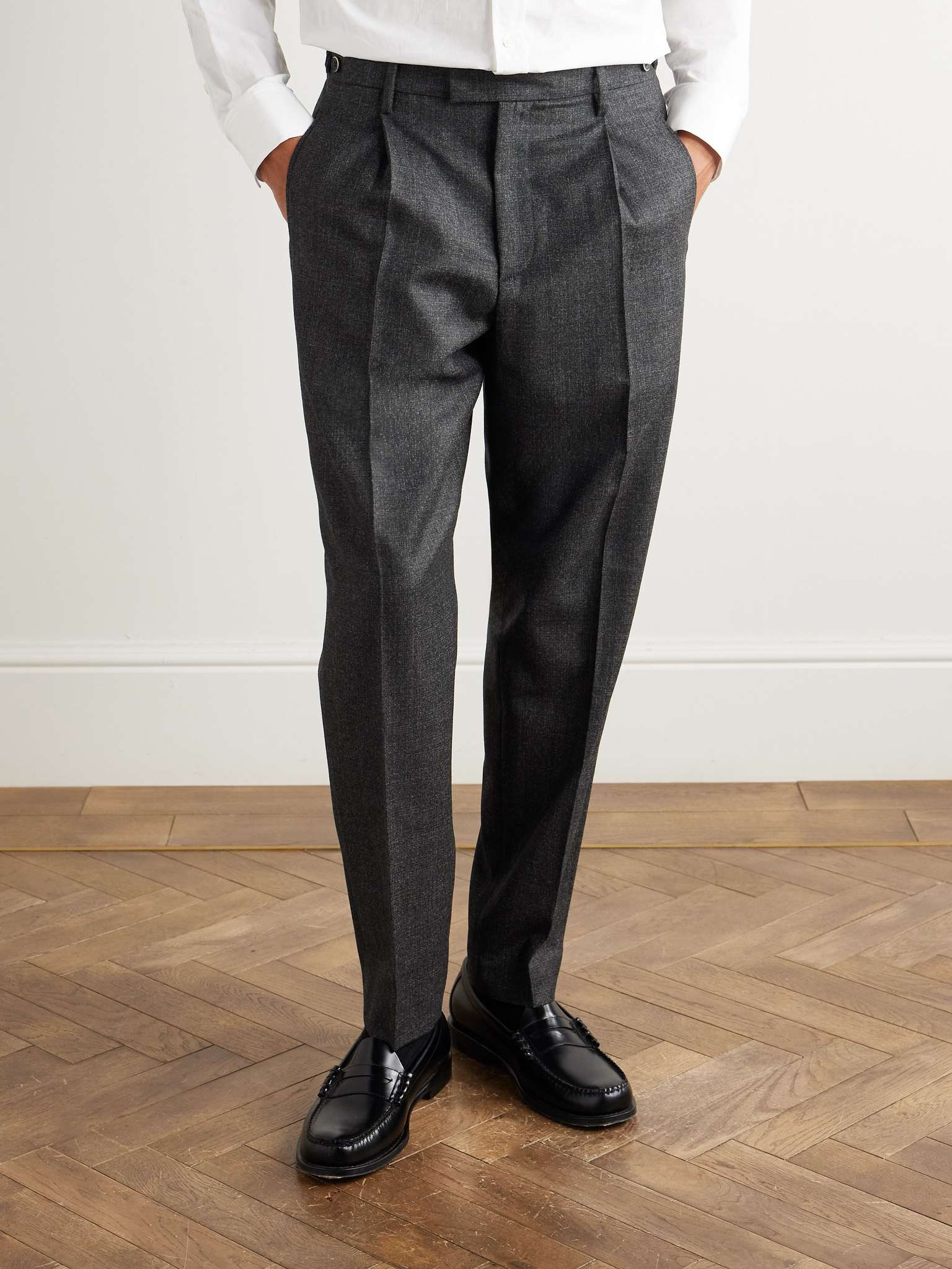 Masco Slim-Fit Straight-Leg Pleated Virgin Wool Trousers - 3