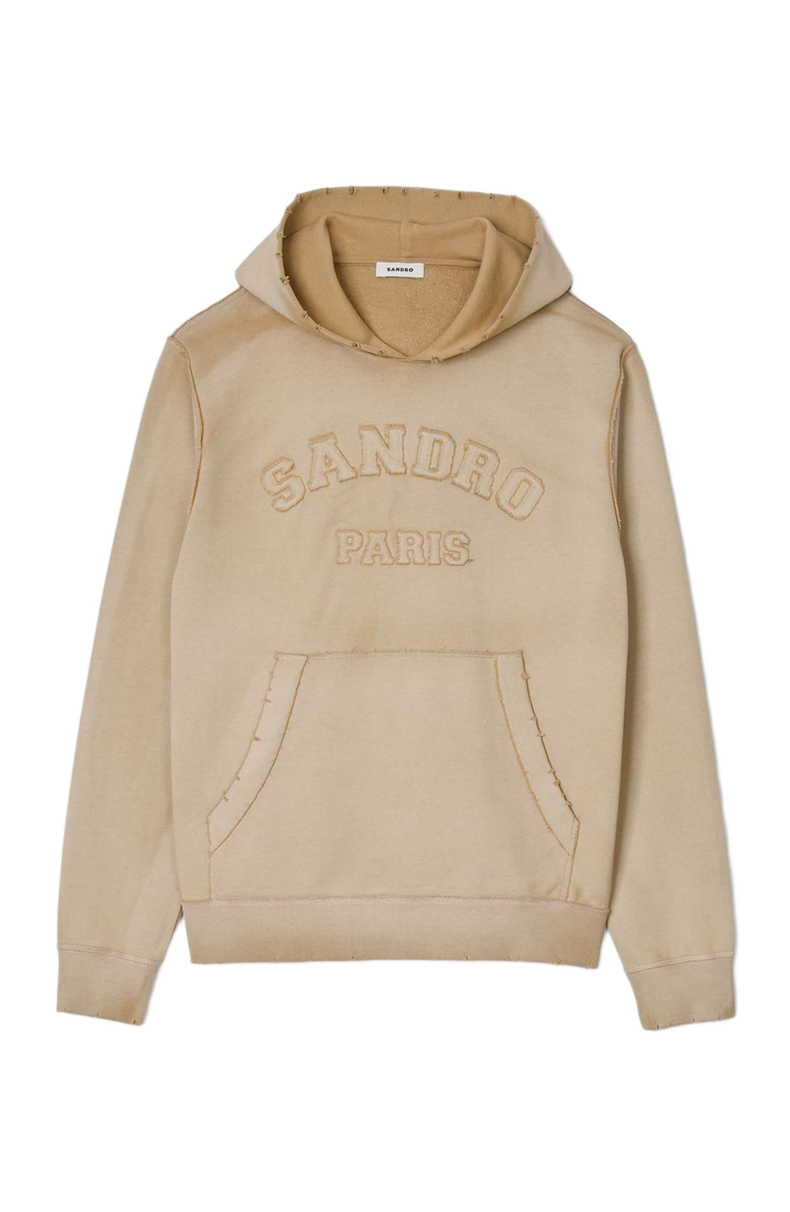 SANDRO Patch Hoodie in Sand. at Nordstrom - 5