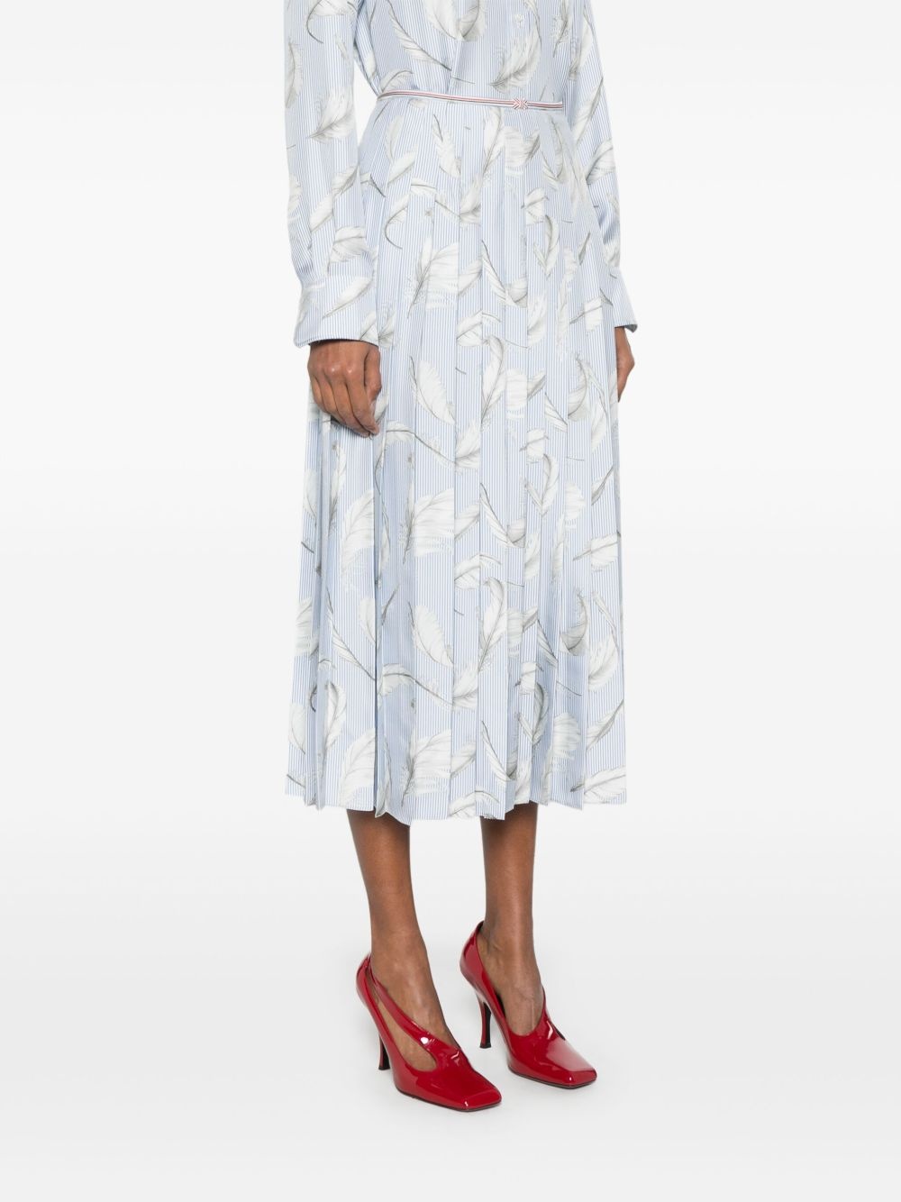feather-print silk midi skirt - 3