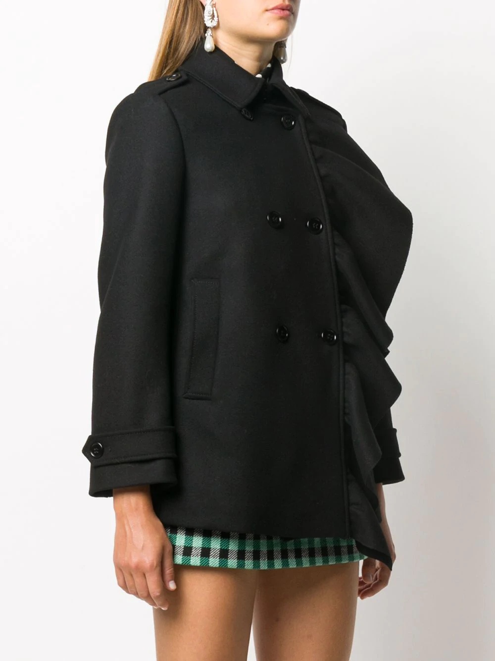 ruffled wool-blend peacoat - 3