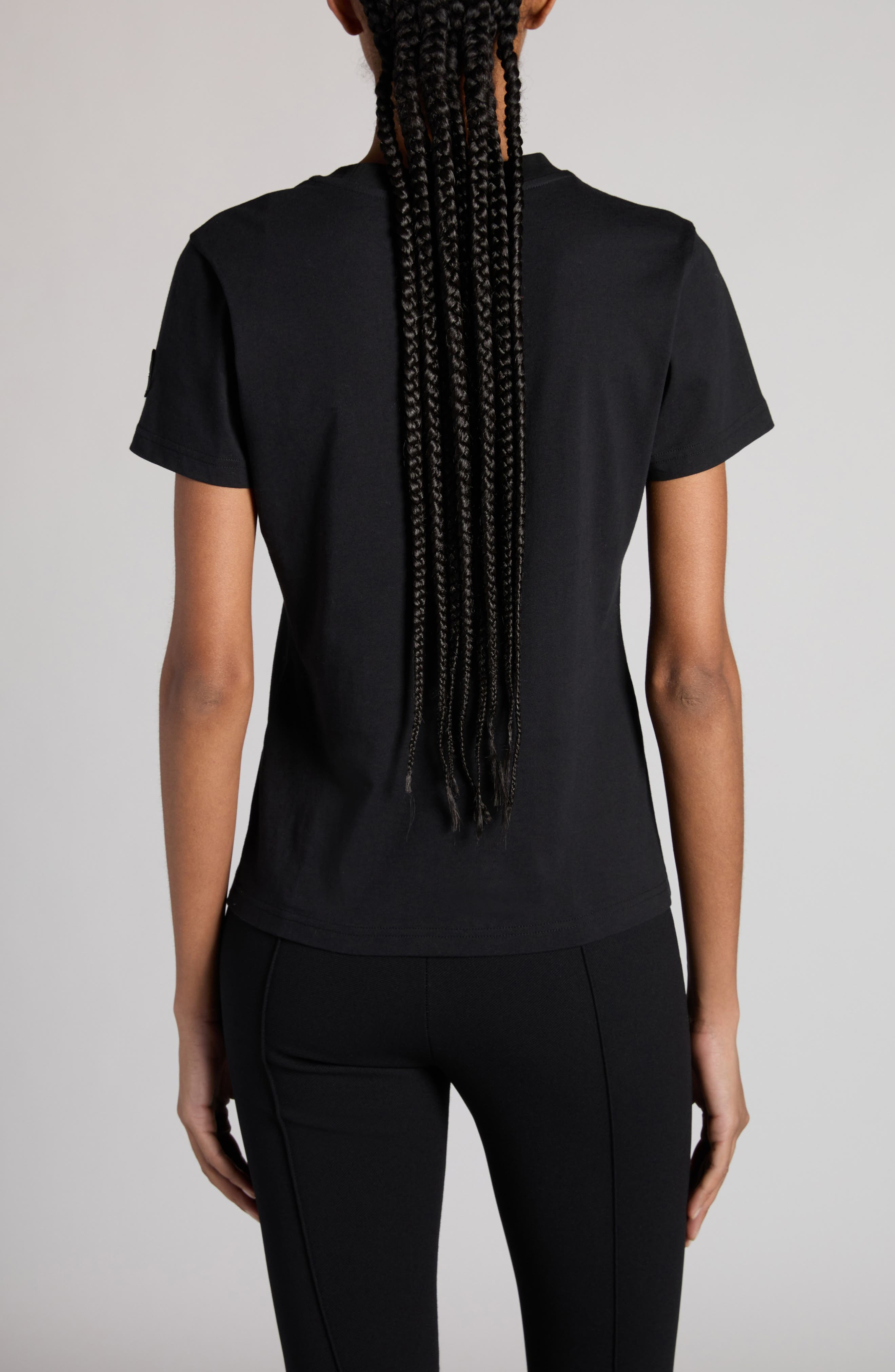 Moncler Crystal Embellished Logo Cotton T-Shirt in Black at Nordstrom - 2
