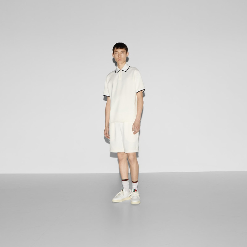 GUCCI Cotton piquet polo top with embroidery outlook