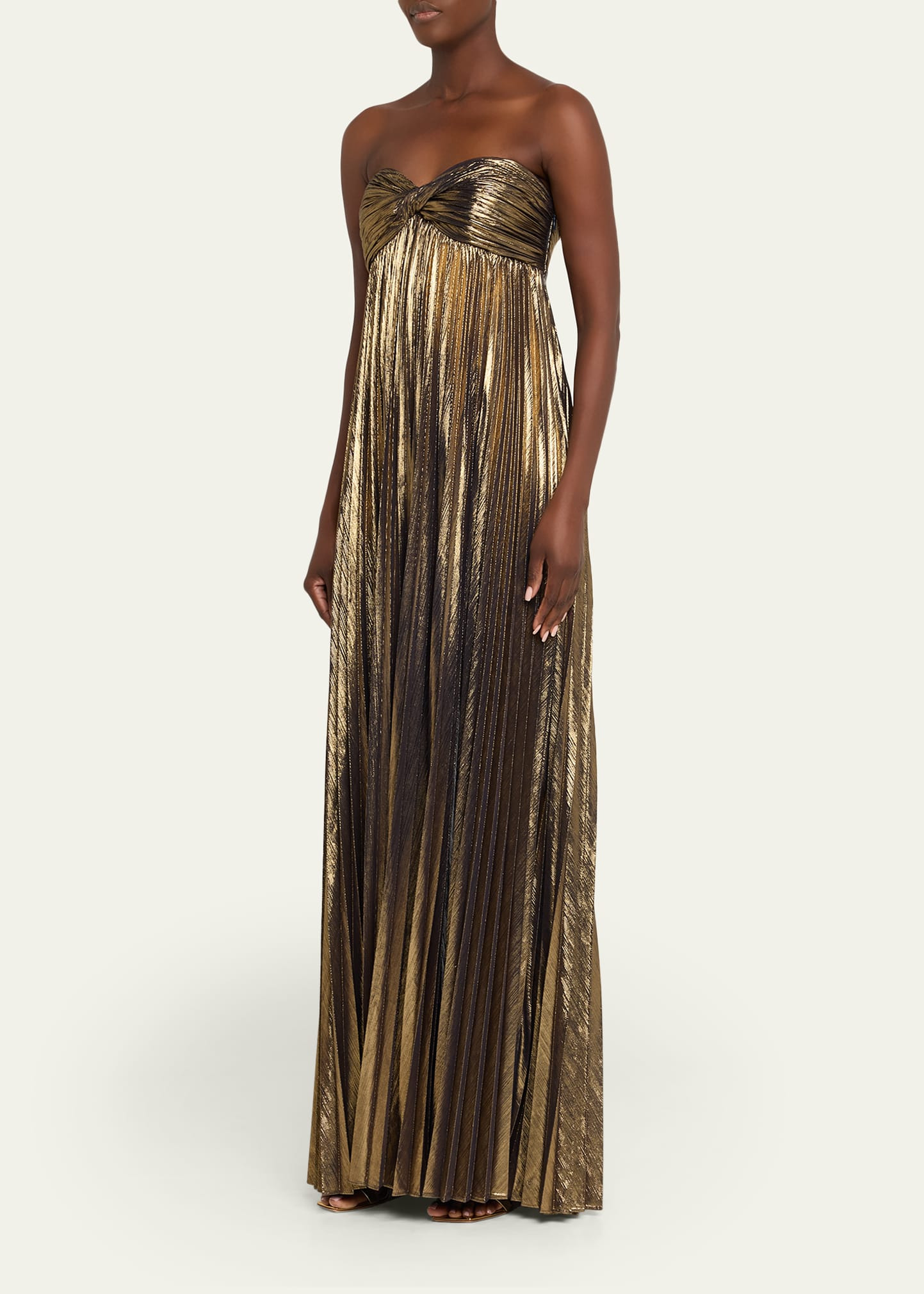 Zoa Strapless Lamé Twisted-Bodice Gown - 4