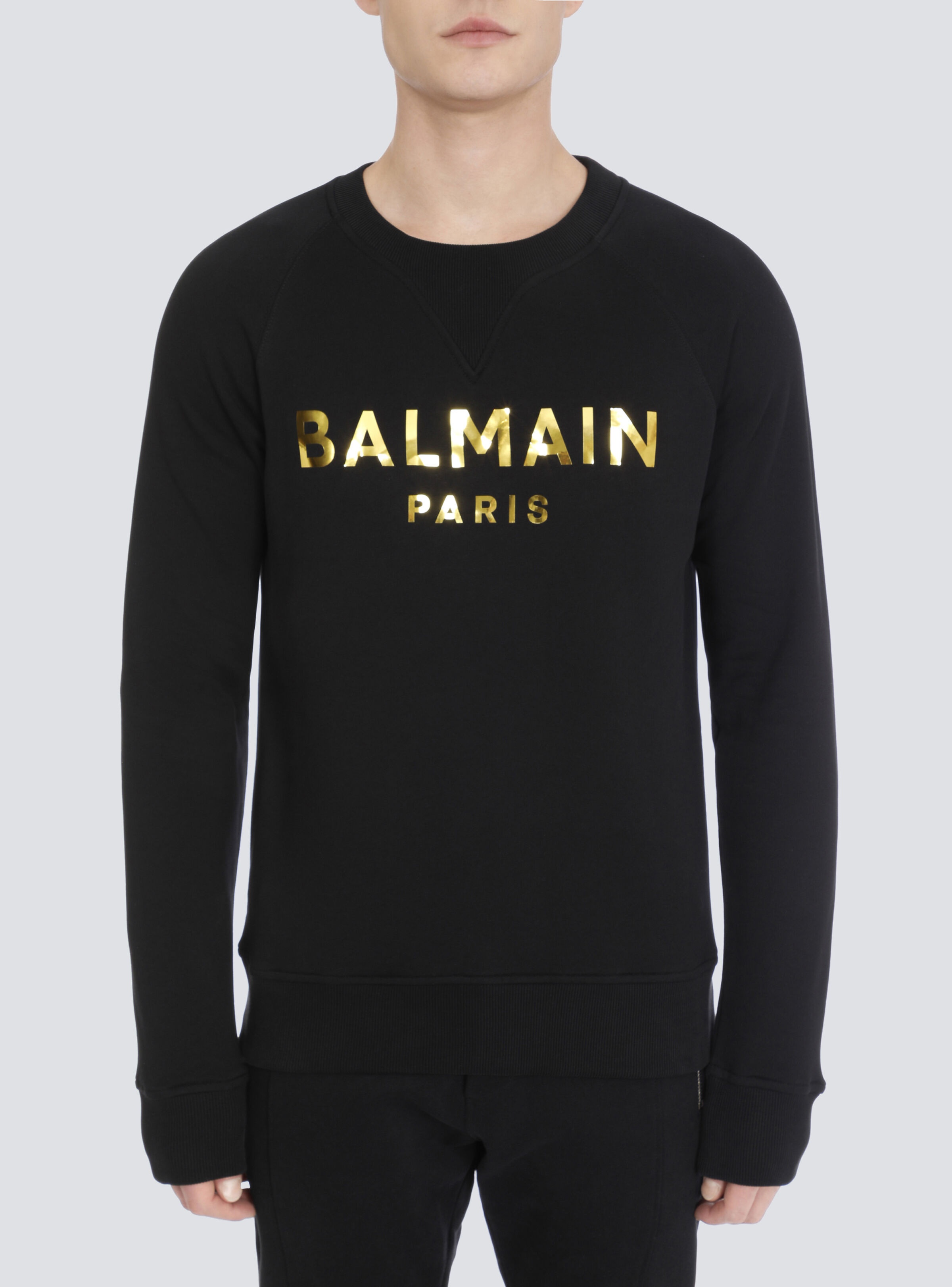 Eco-designed cotton sweatshirt with Balmain Paris logo print - 6