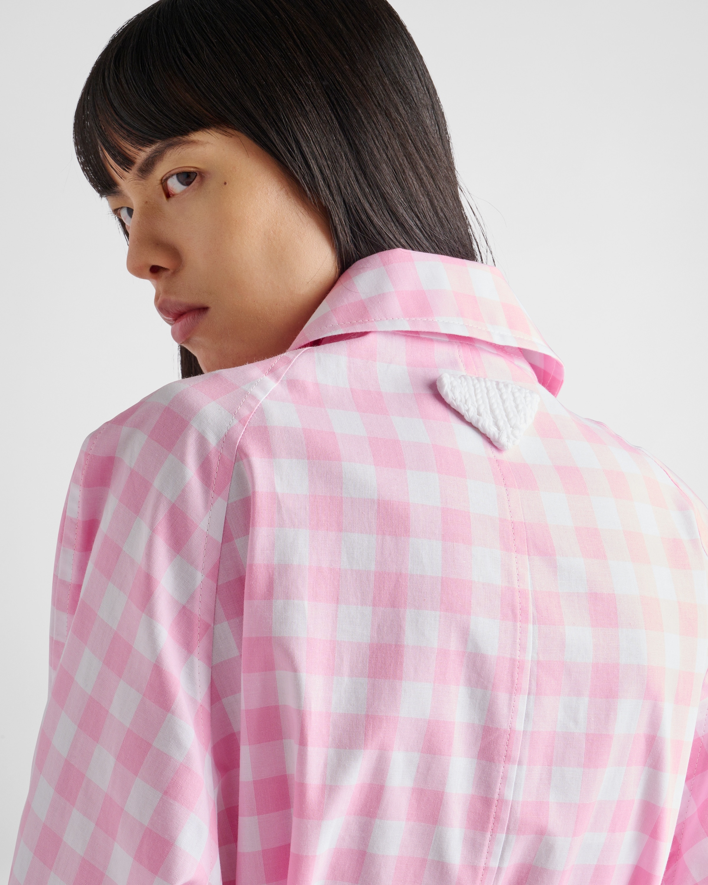 Single-breasted gingham check coat - 4
