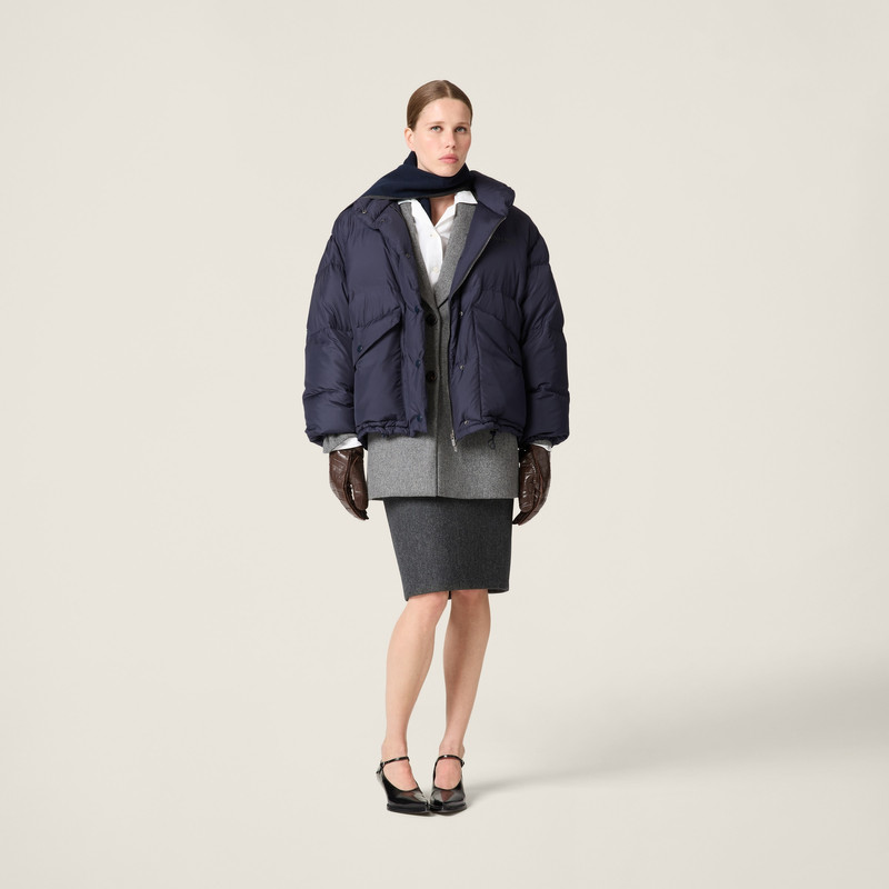 Miu Miu Medium-weight technical pongé down jacket outlook