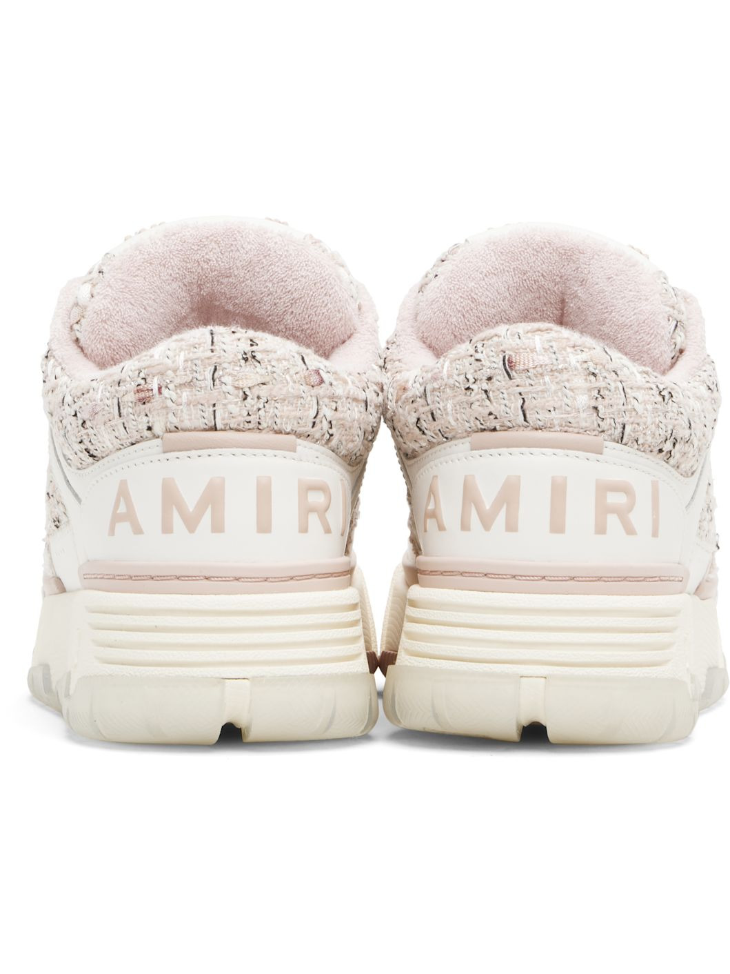 White & Pink Bouclé MA-1 Sneakers - 2