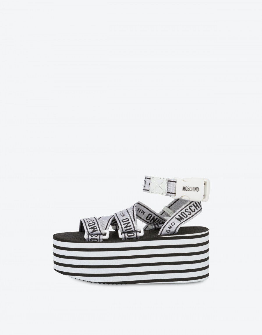 STRIPED PLATFORM WEDGE SANDALS - 2