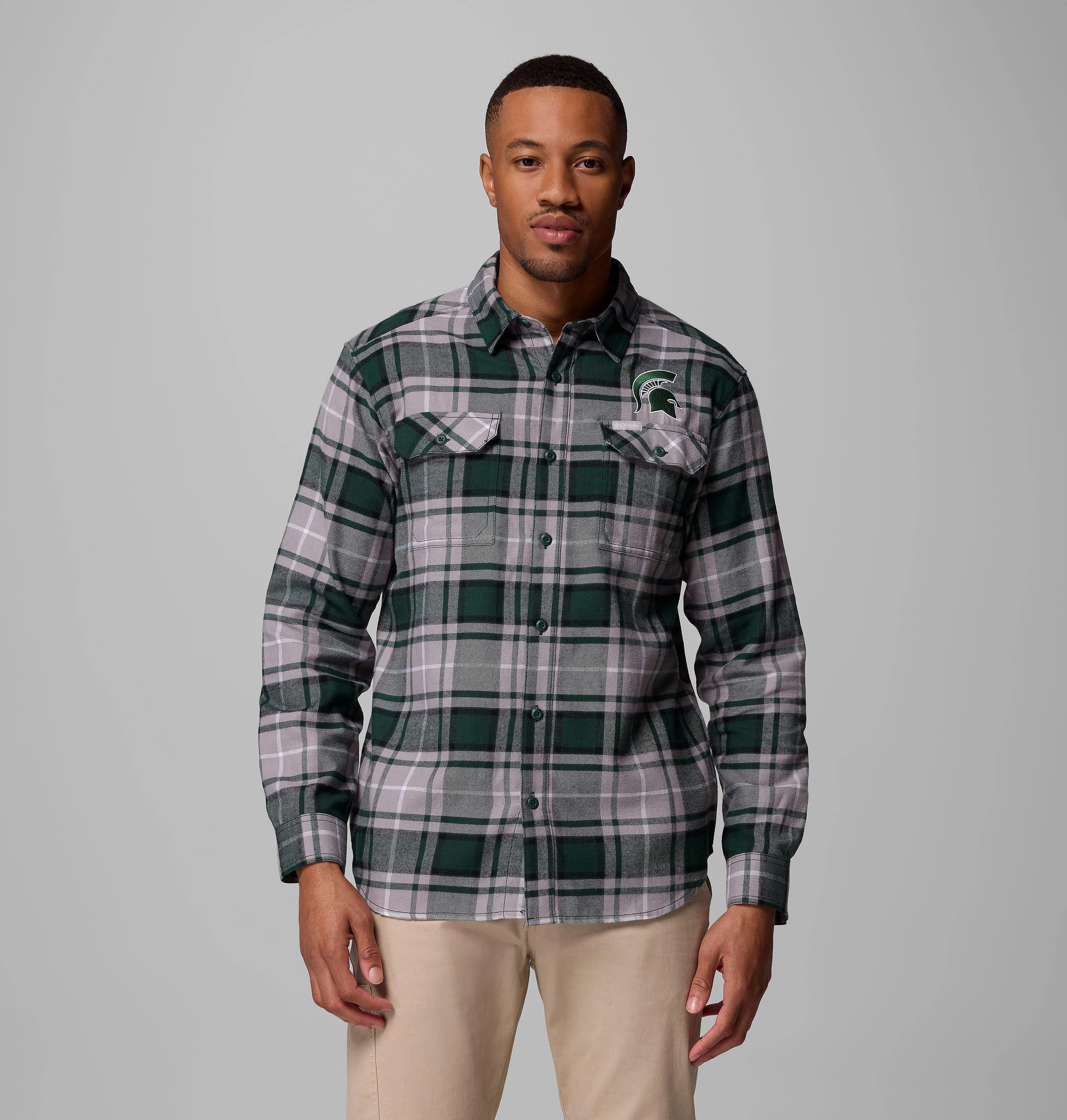Men's Collegiate Flare Gun Flannel Long Sleeve Shirt - Michigan State - 1