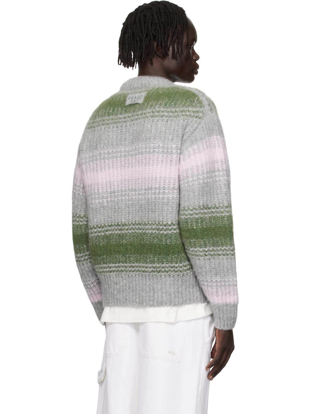 Gray & Green Kenzo Paris 'KENZO Speed Stripe' Sweater - 3
