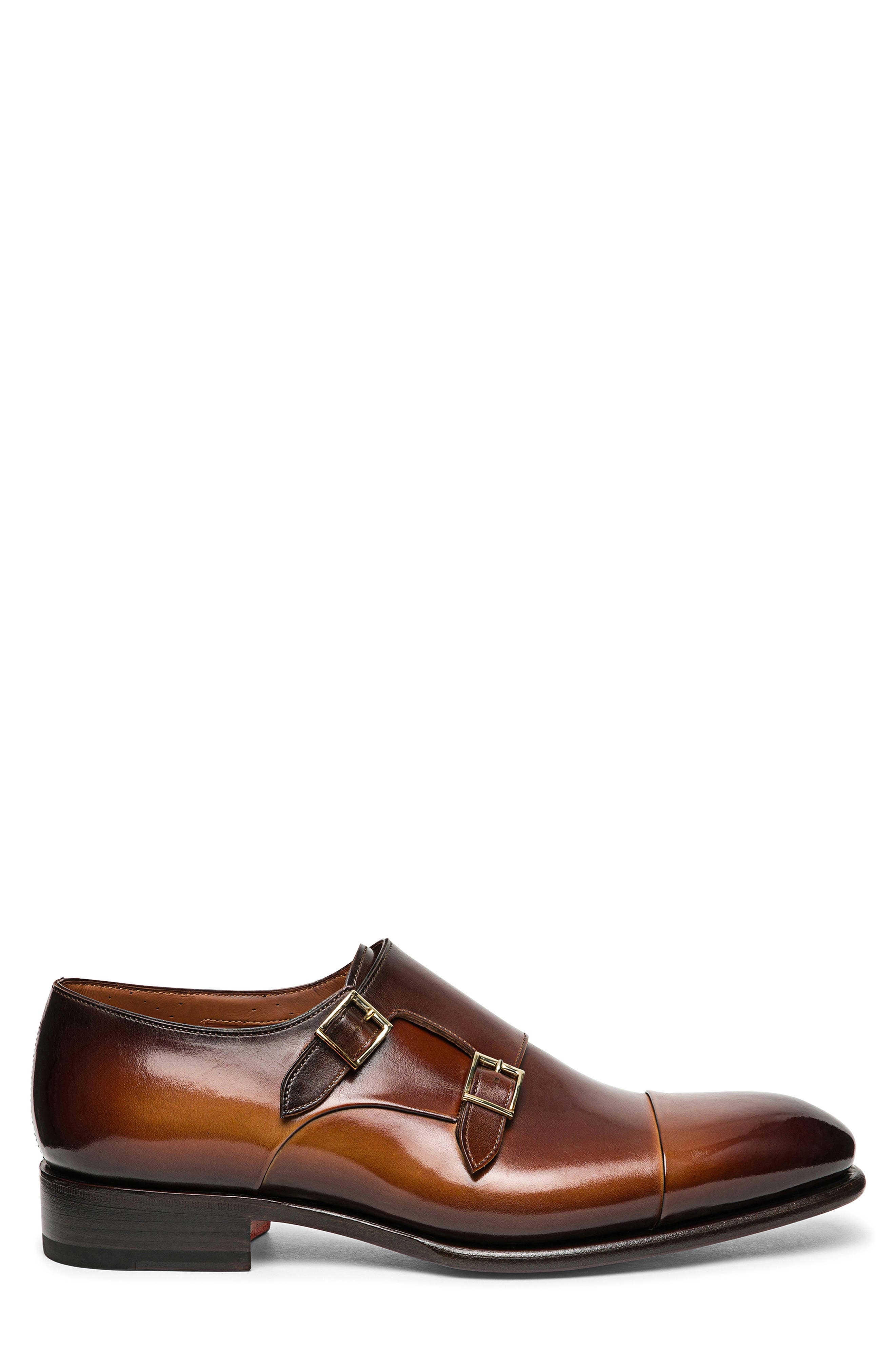 Santoni IRA Double Monk Strap Shoe in Dark Brown at Nordstrom - 3