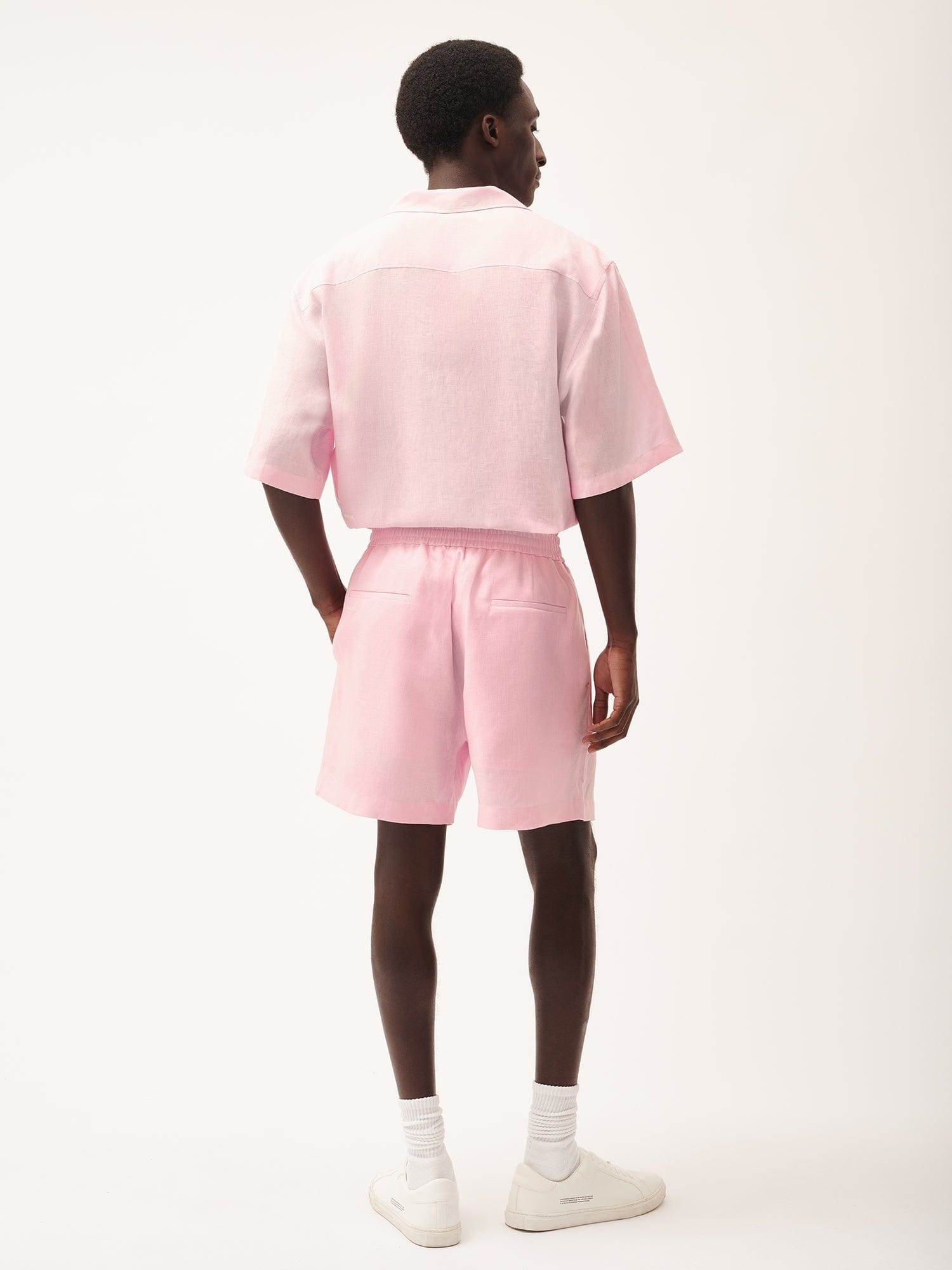 Mens DNA Aloe Linen Mid Length Shorts - Magnolia Pink - 3