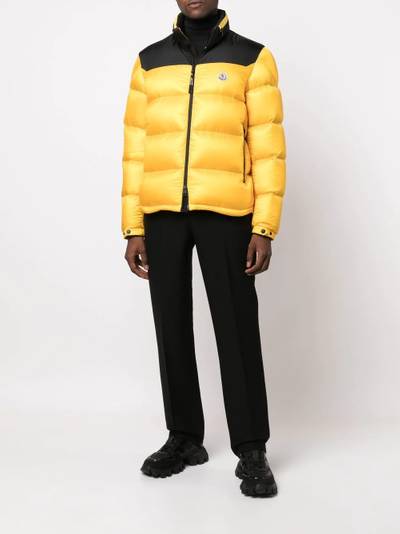 Moncler two-tone logo-patch padded jacket outlook