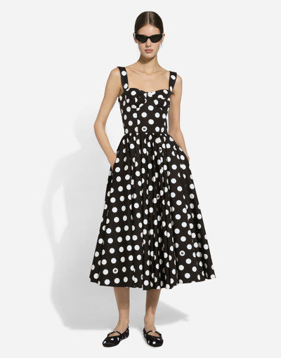 Dolce & Gabbana Cotton calf-length corset dress with polka-dot print outlook