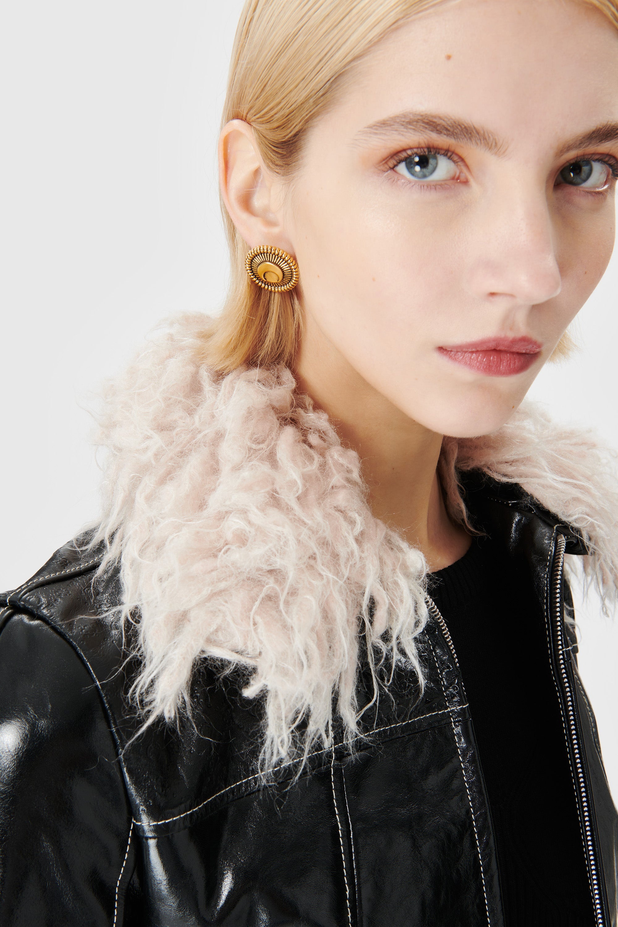 Embossed Leather Cropped Jacket - 4