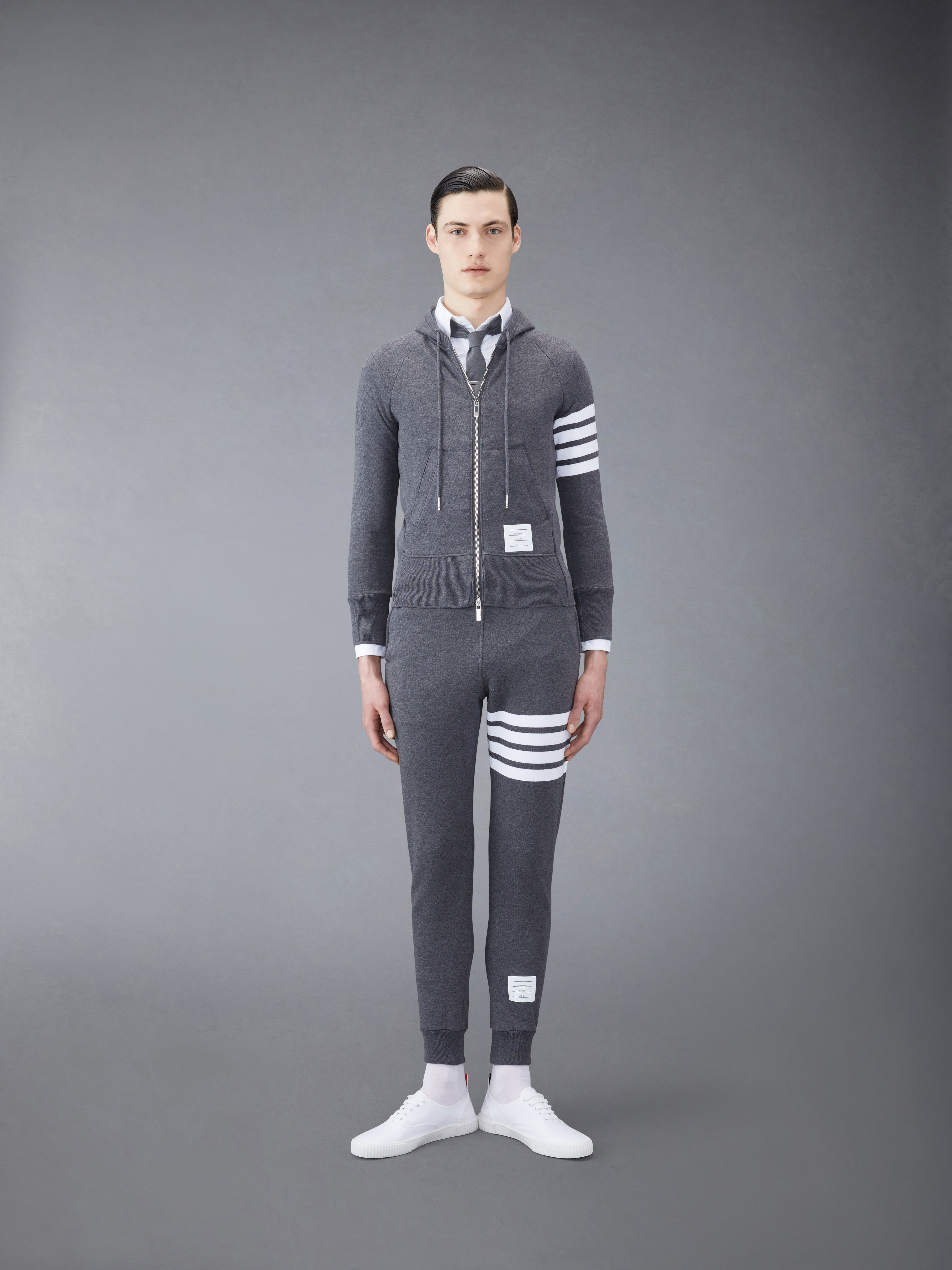Dark Grey Classic Cotton Loopback Jersey 4-Bar Sweatpant - 3