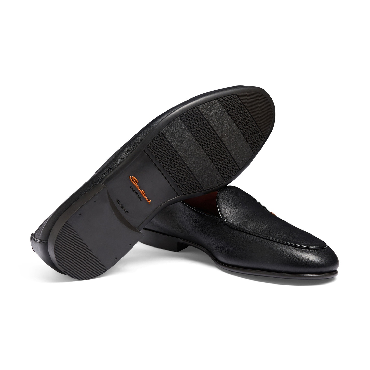Men's black leather loafer - 3