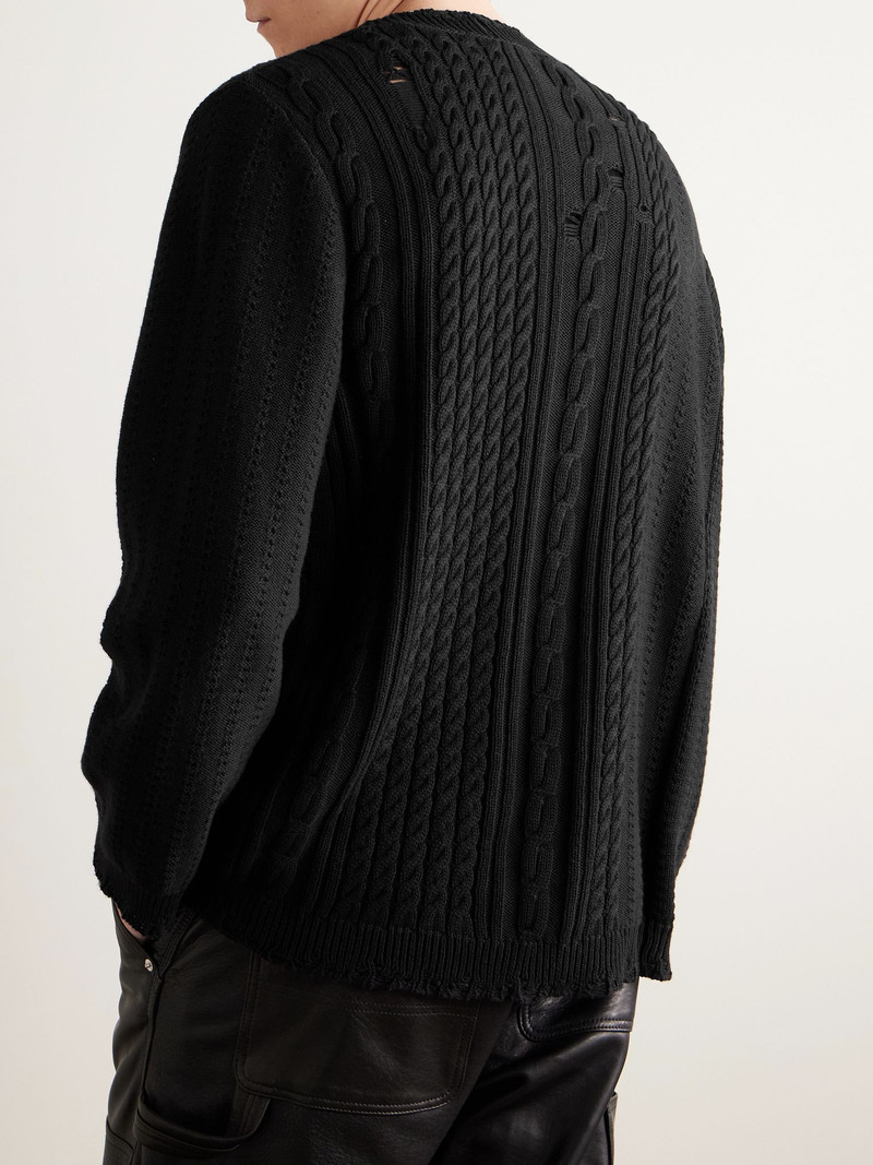 Distressed Cotton and Cashmere-Blend Cardigan Black 3