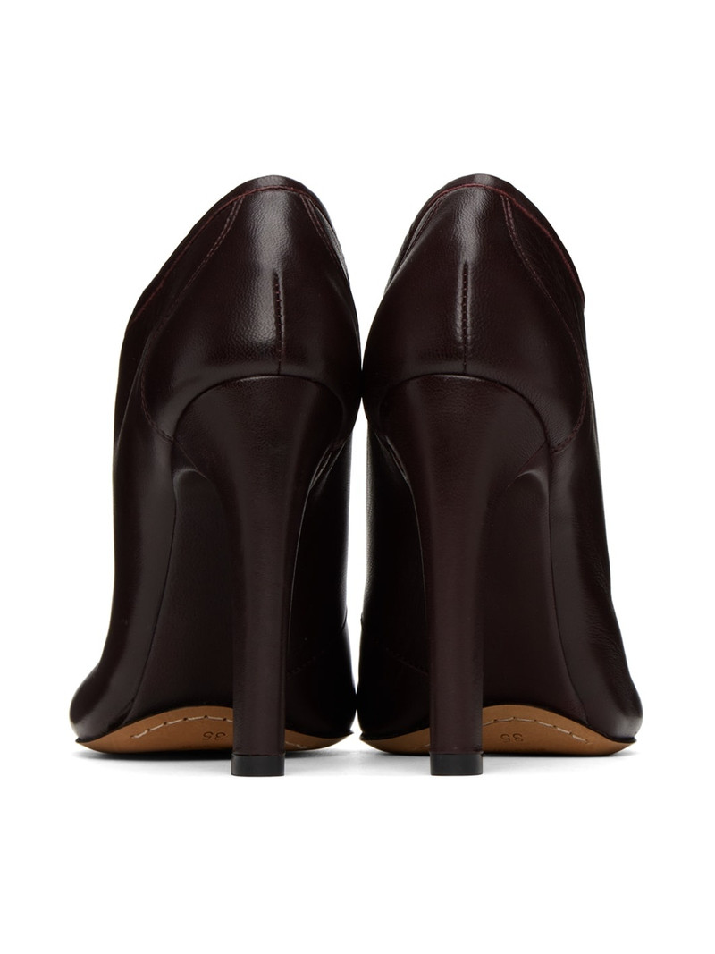 Burgundy Lace-Up Low Ankle Heels 2