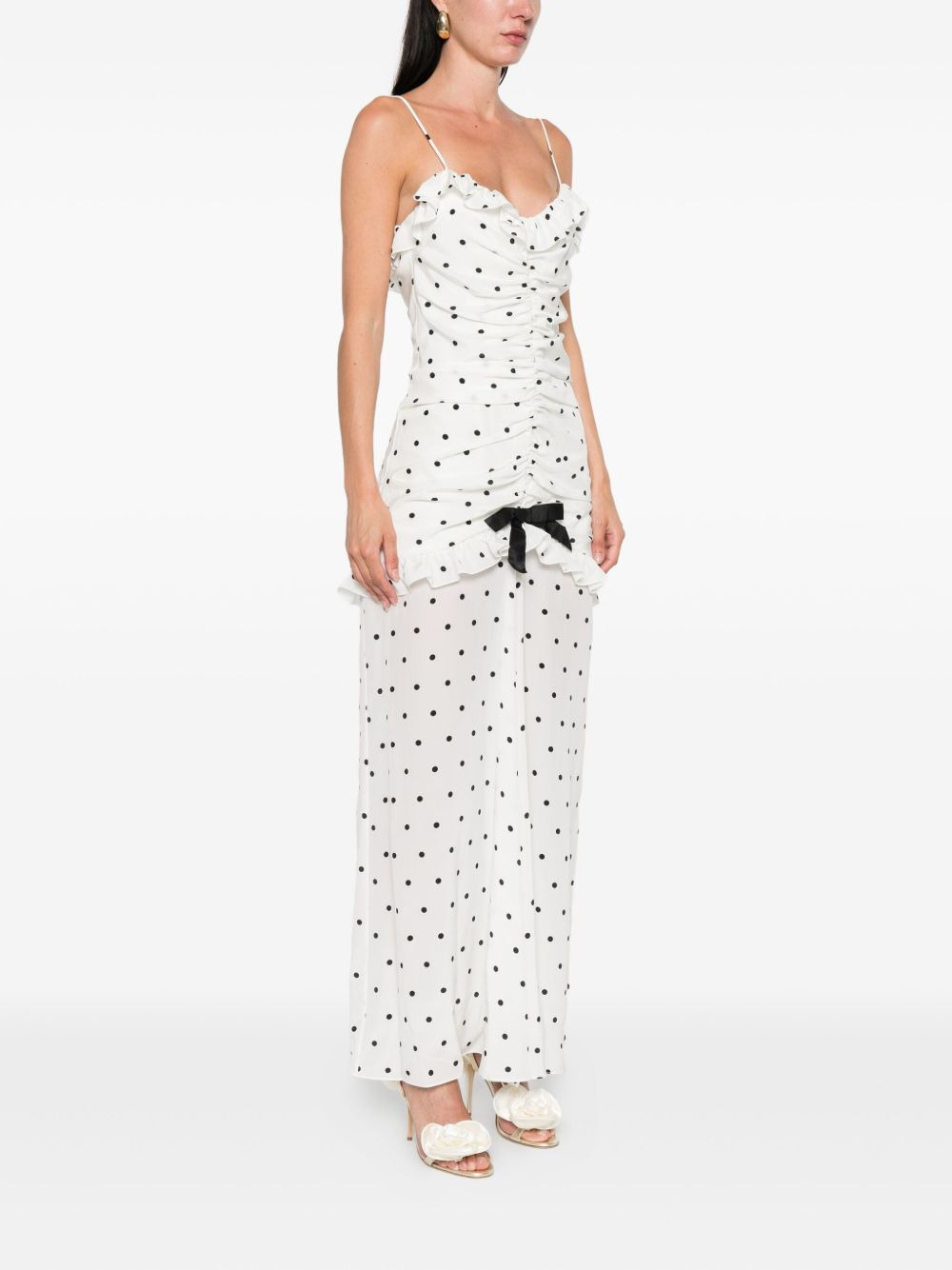 polka dot-print ruched dress - 3