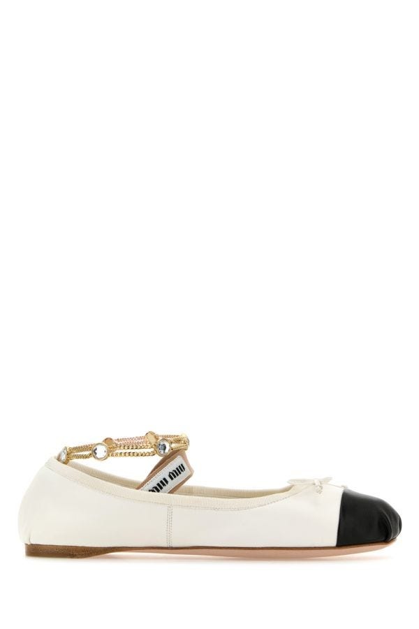 Miu Miu Woman White Leather Ballerinas - 1