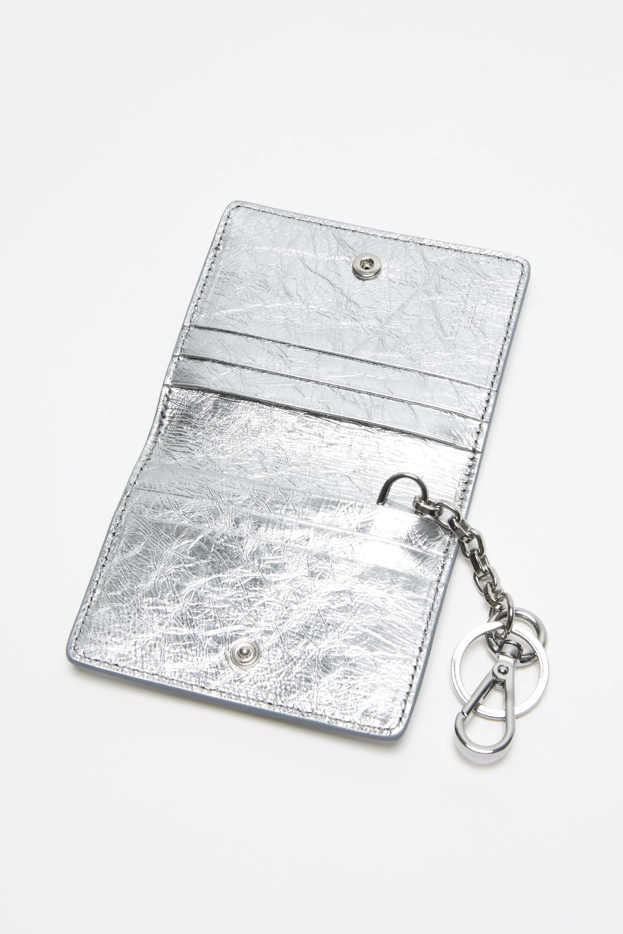 Folded leather wallet - Silver - 6