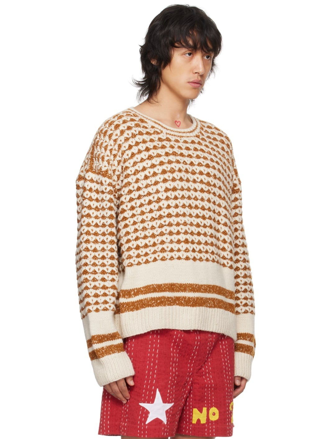 Tan Dropped Shoulder Sweater - 2