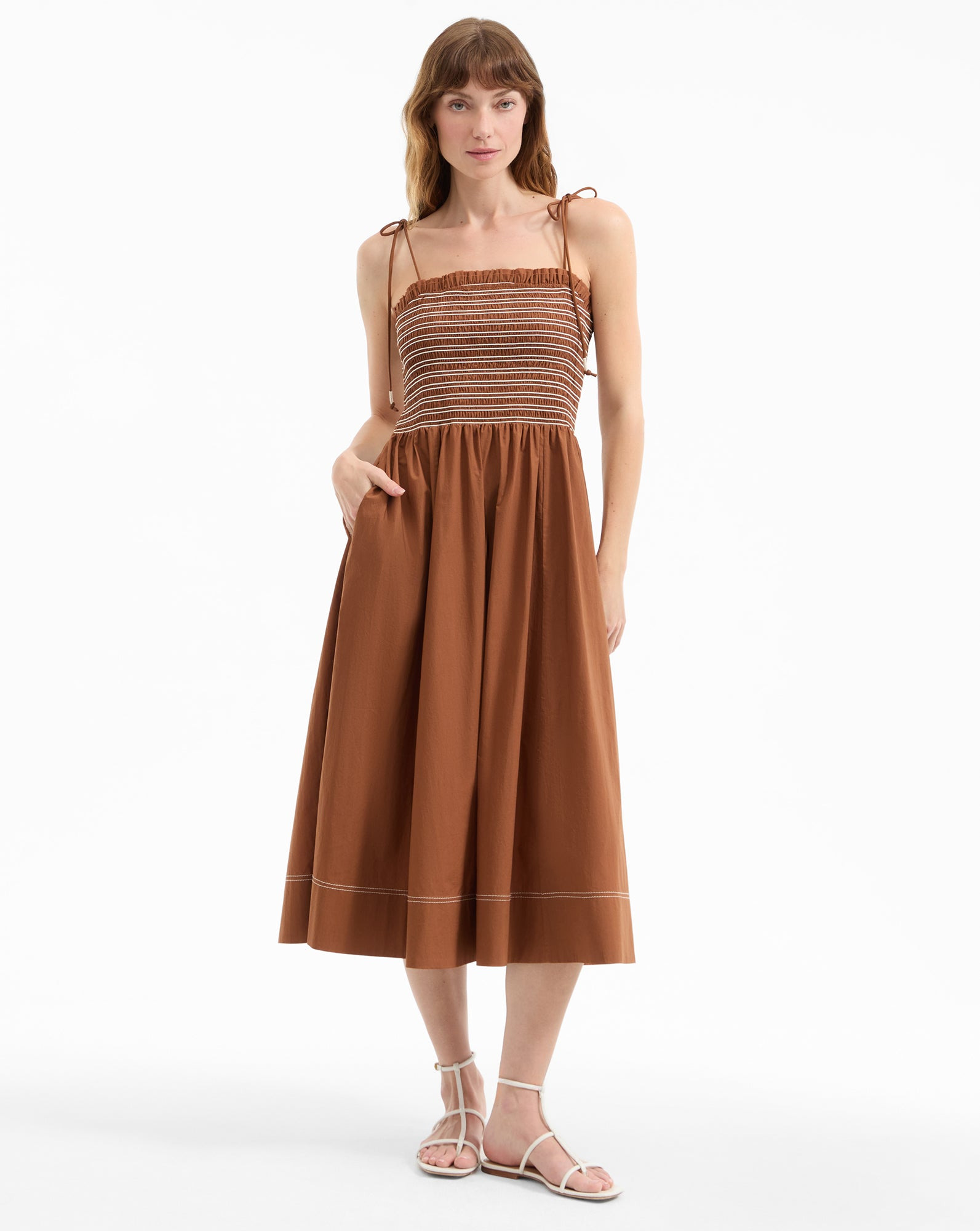 KAELA SMOCKED MIDI DRESS - 2