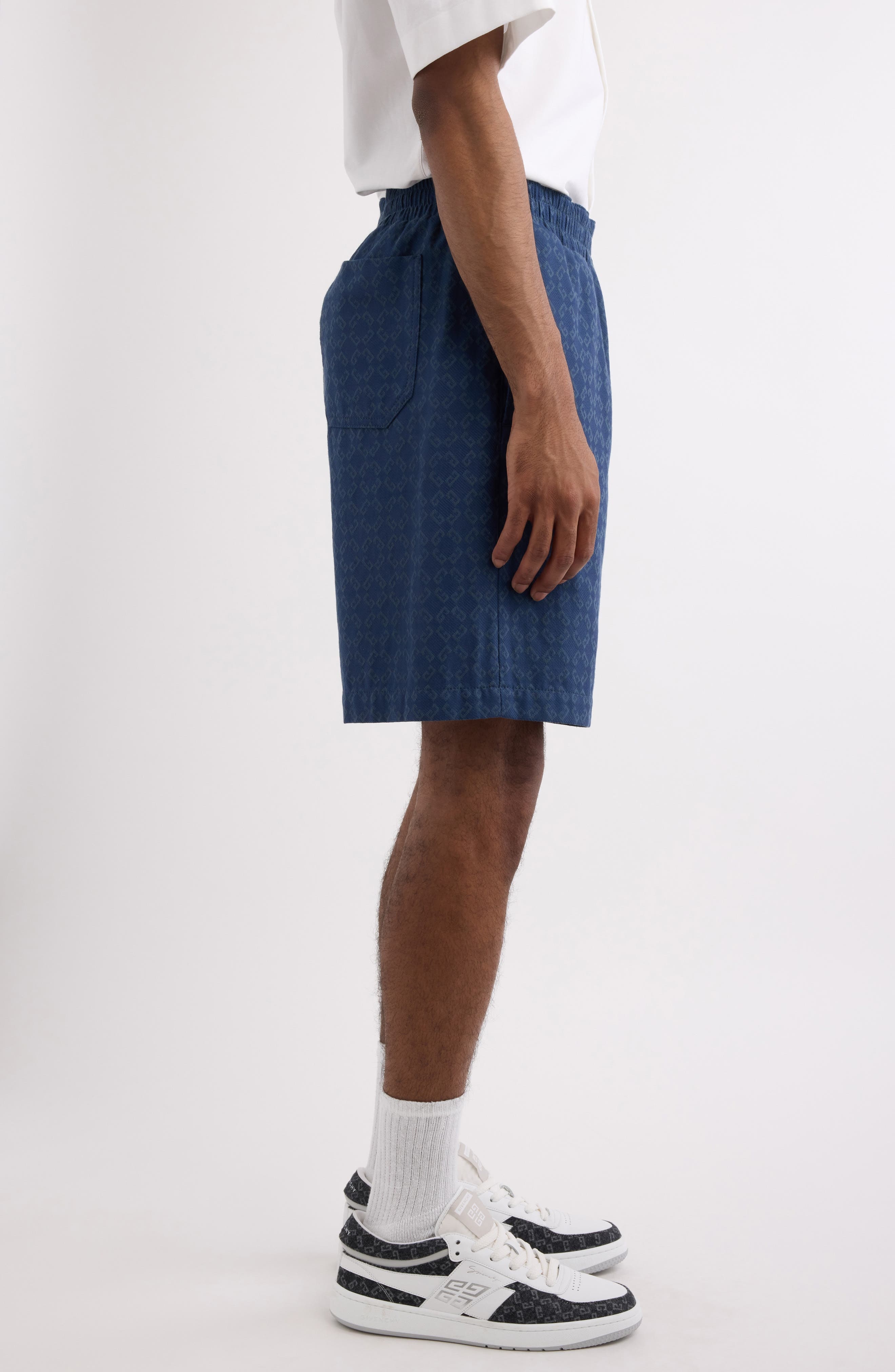 Givenchy Monogram 72 Jacquard Denim Bermuda Shorts in Grey/Blue at Nordstrom - 3