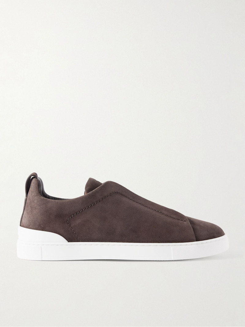 Triple Stitch Suede Sneakers Brown 1