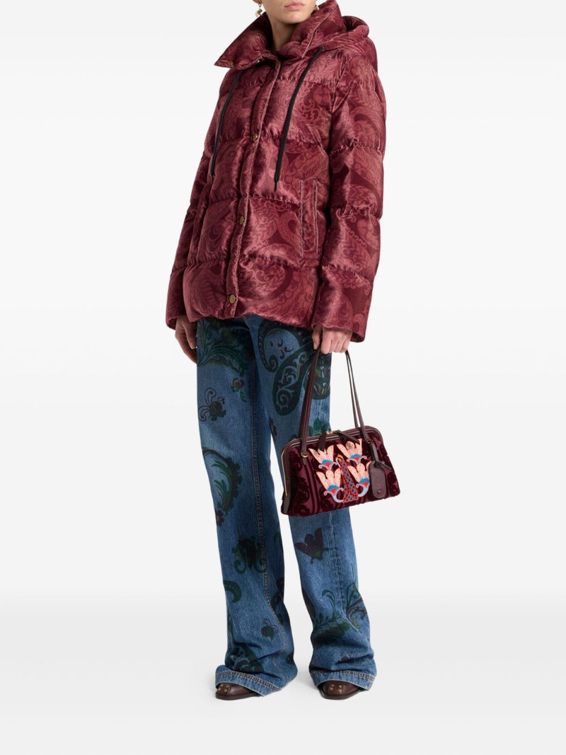 Etro paisley-print velvet down jacket outlook