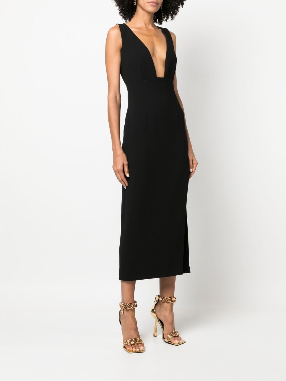 V-neck side-slit dress - 3
