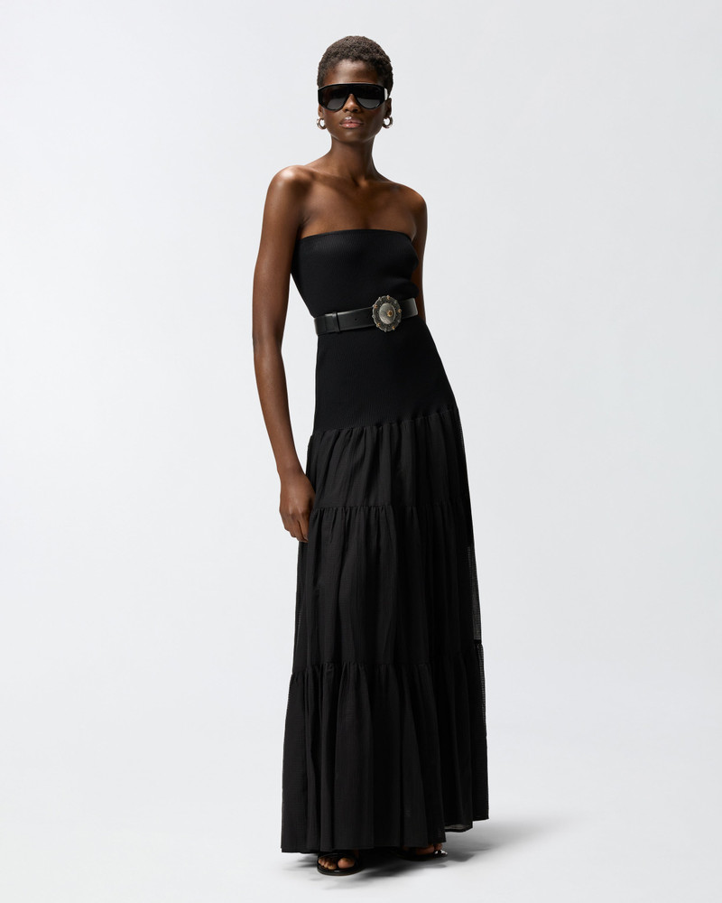 LONG DRESS WITH RIBBED TOP AND FLOUNCED SKIRT 3