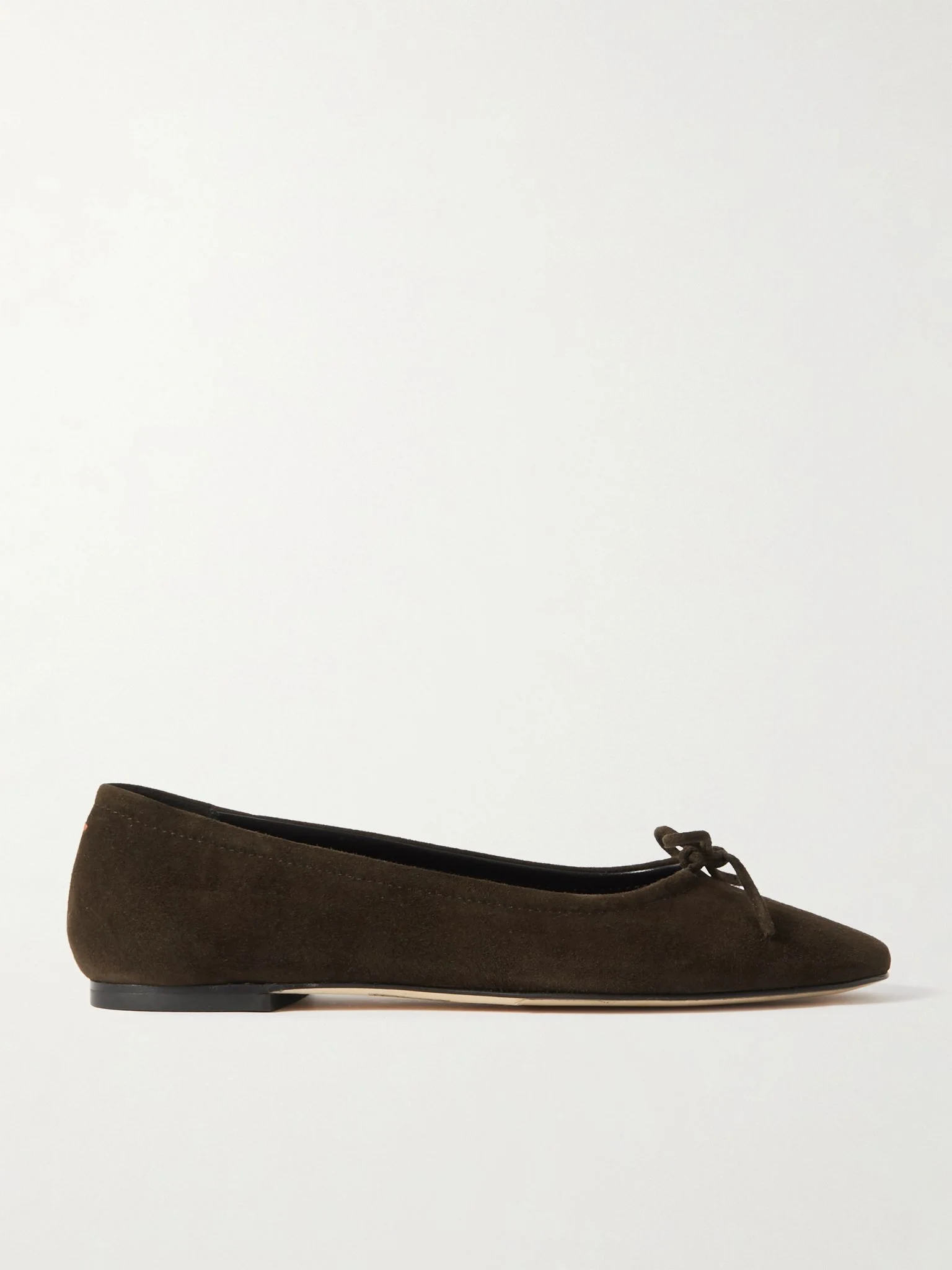 Delfina bow-detailed suede ballet flats Brown - 1