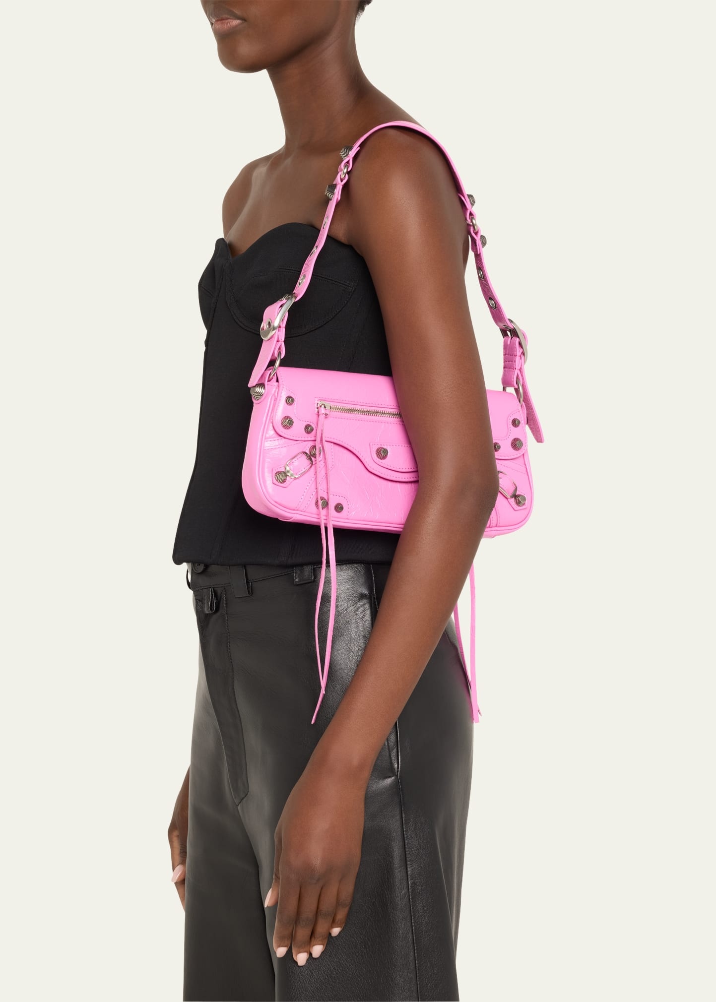 Le Cagole Sling Small Varnished Leather Shoulder Bag - 2