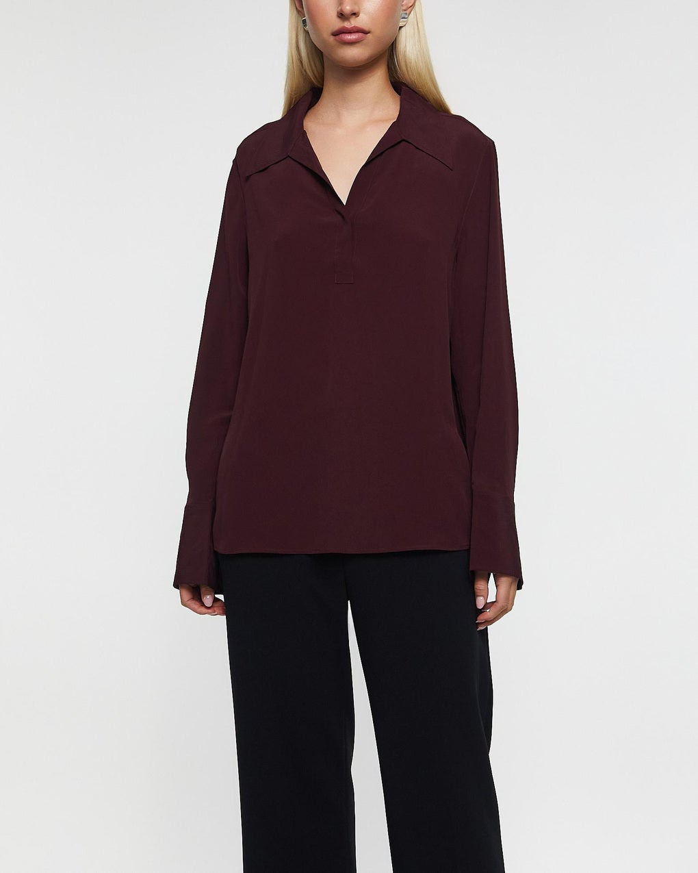 Blouse Half Placket Burgundy - 2