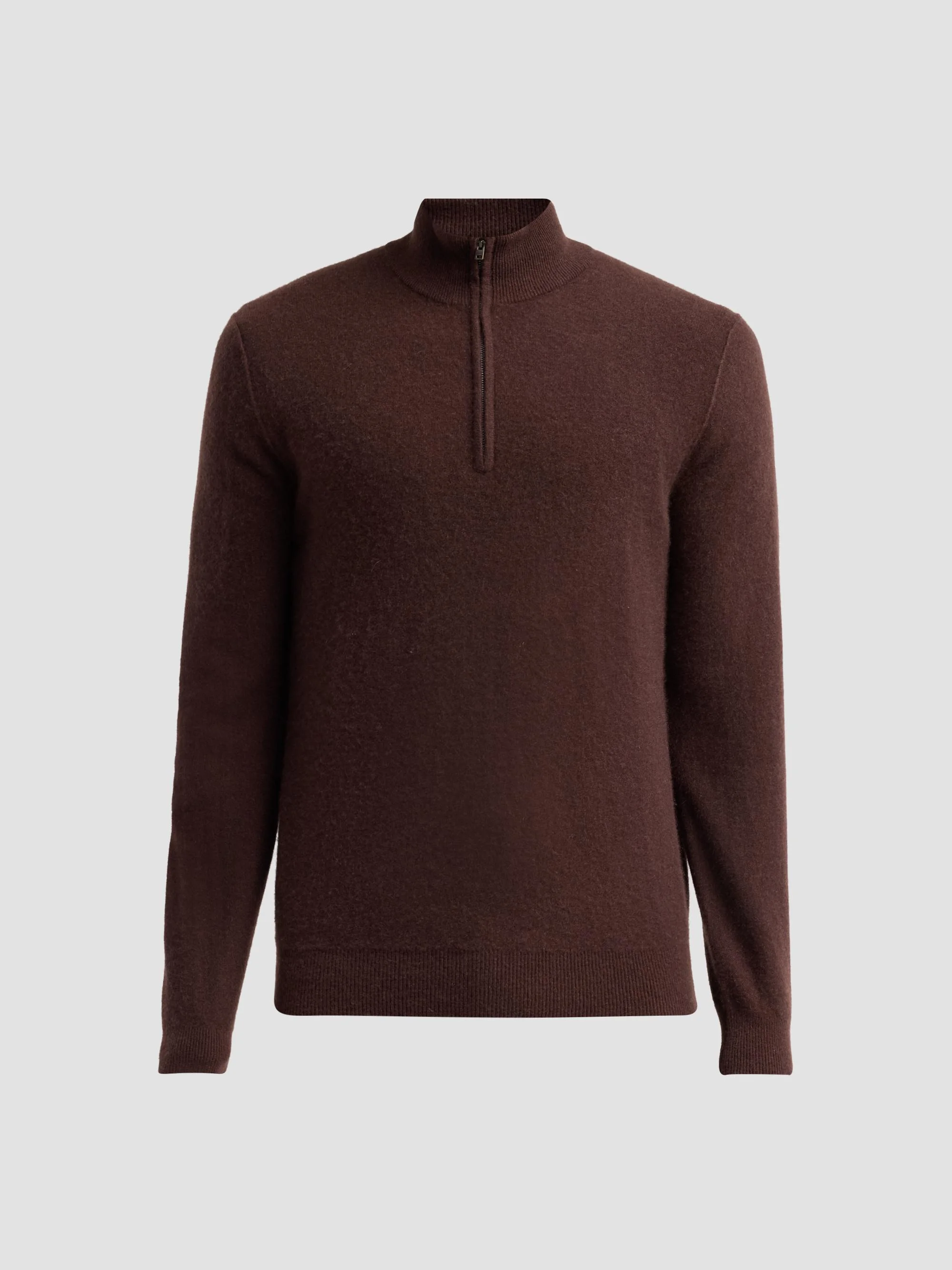 Men's Boiled Cashmere Zip Sweater - Chocolate Plum - 1