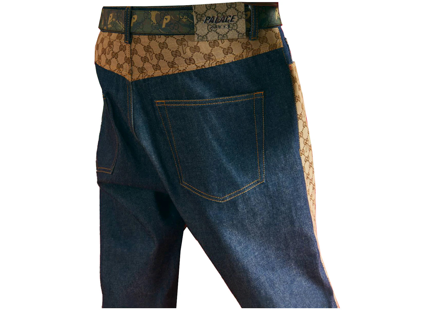 Palace x Gucci GG-P Pattern Baggy Jean Dark Blue Denim - 3