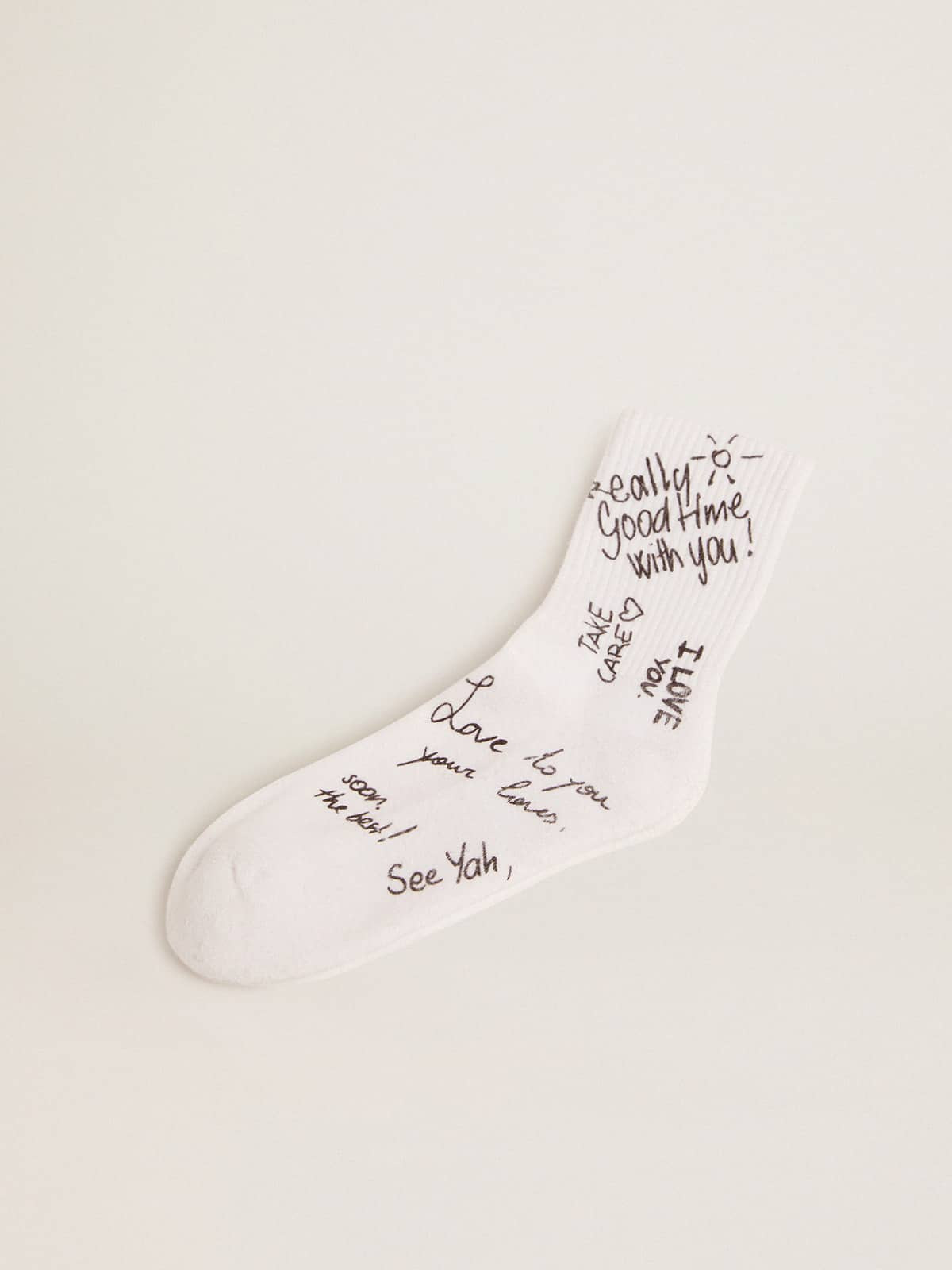 Optical white socks with black lettering - 1