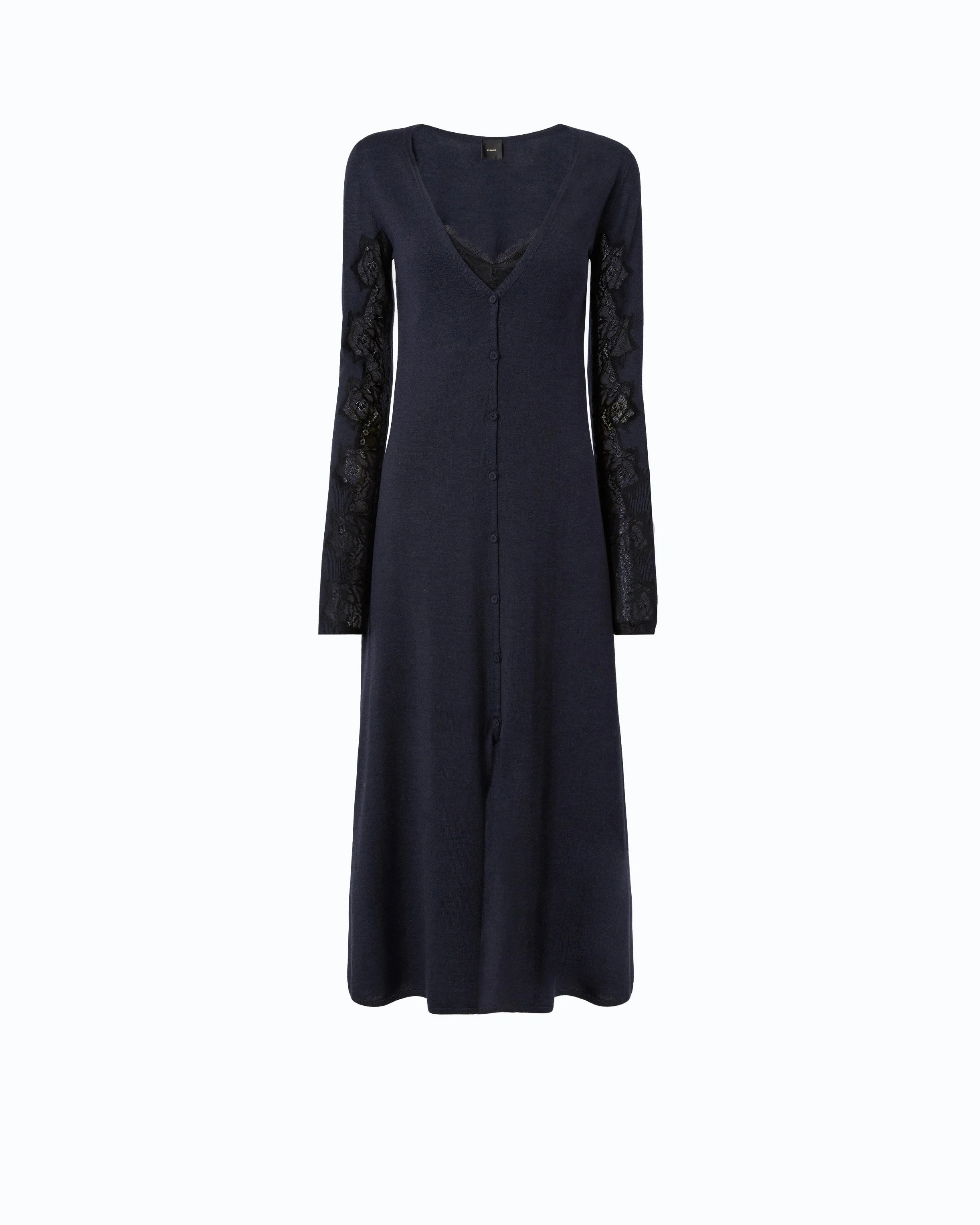 WOOL MIDI DRESS WITH LACE DETAILS - 1