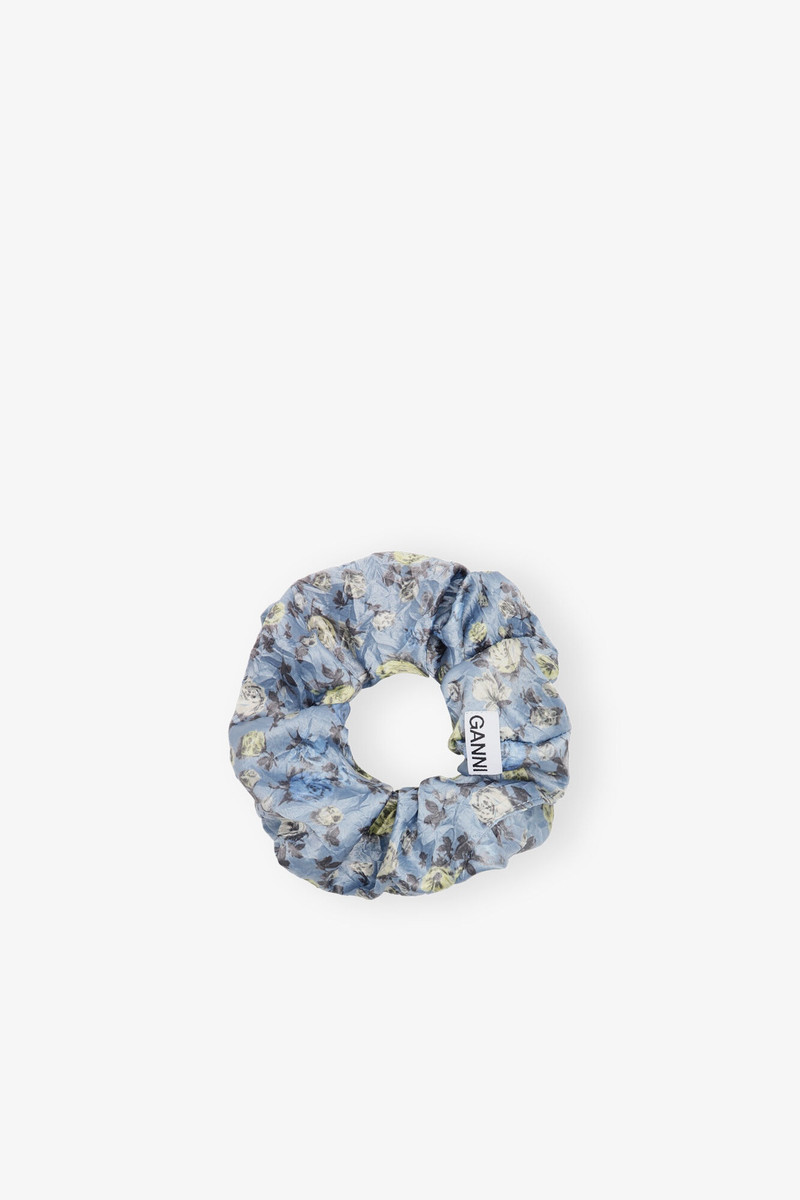 BLUE CRINKLED SATIN SCRUNCHIE 1