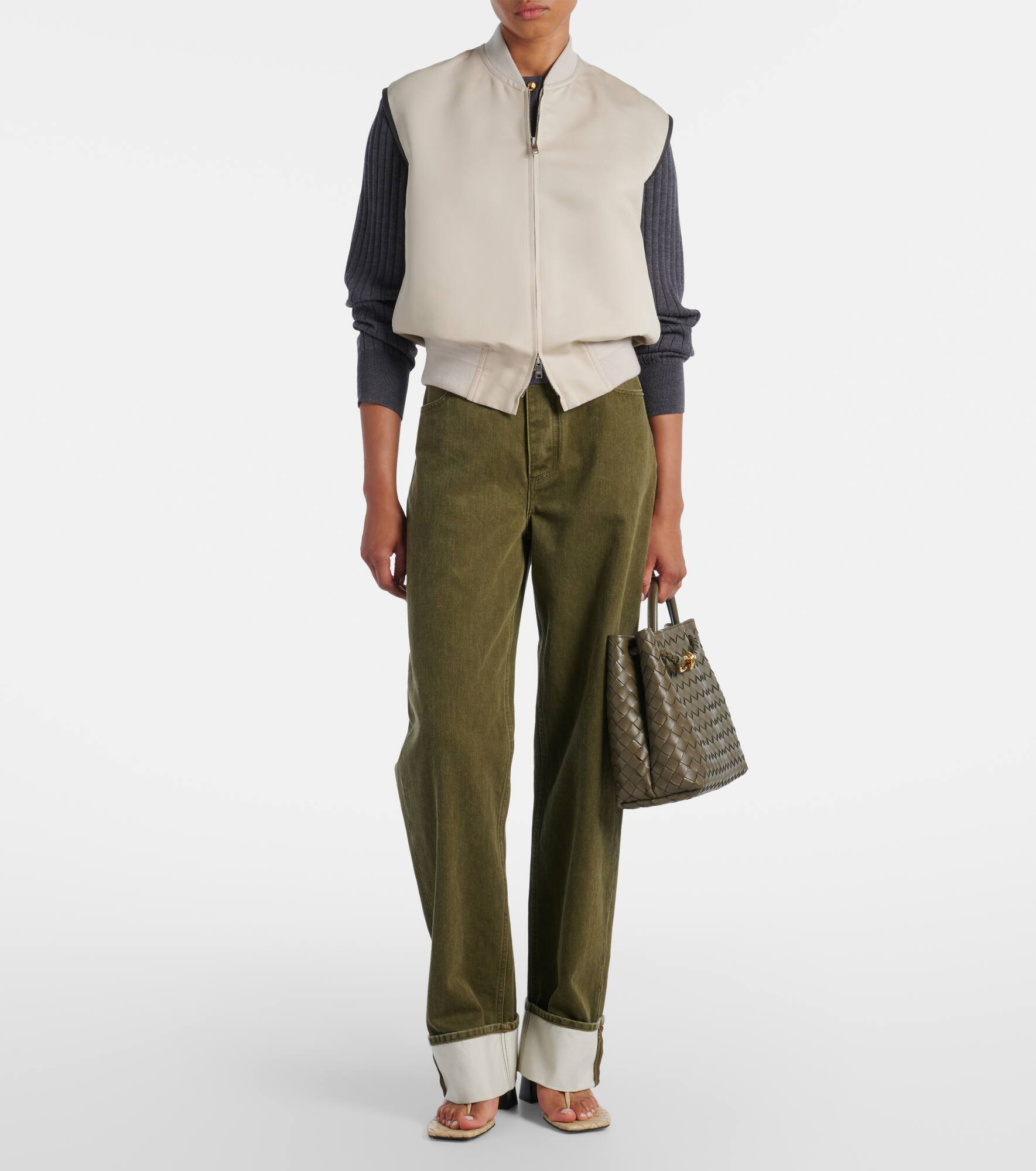 Leather-trimmed cotton and silk vest - 2