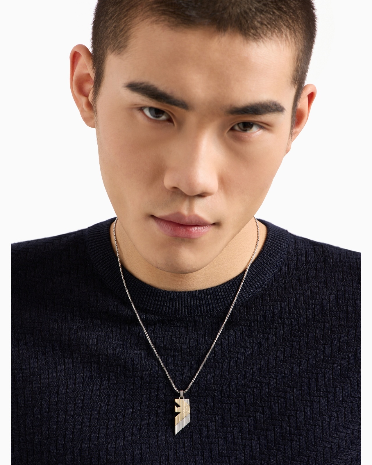 TWO-TONE STAINLESS STEEL PENDANT NECKLACE - 4