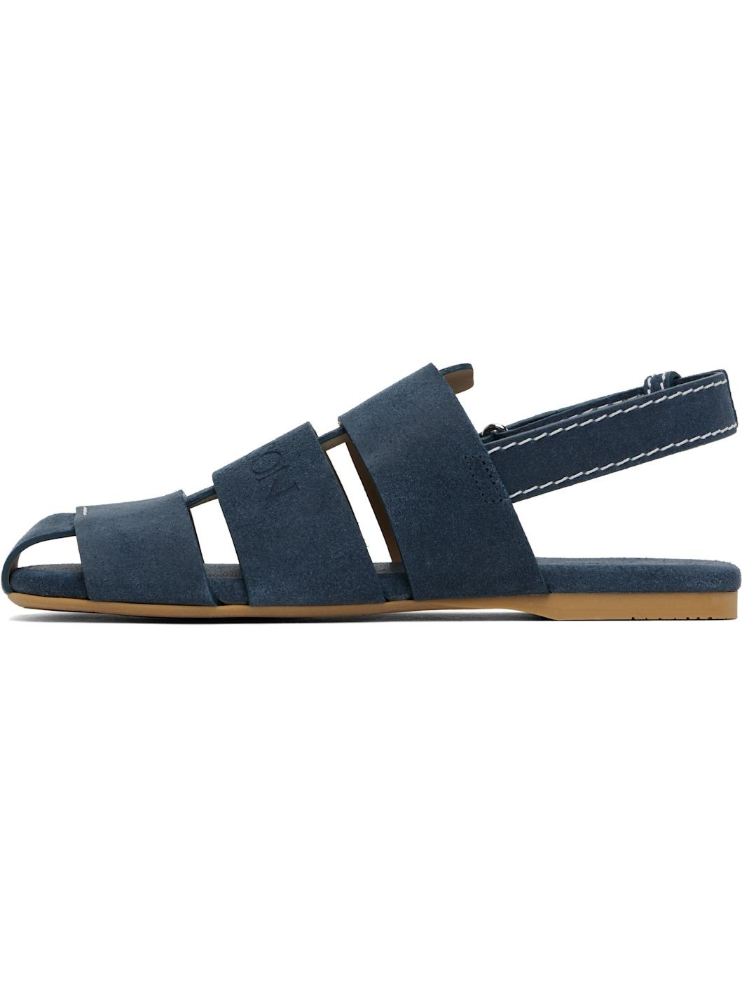 Blue Stripe Flat Sandals - 3