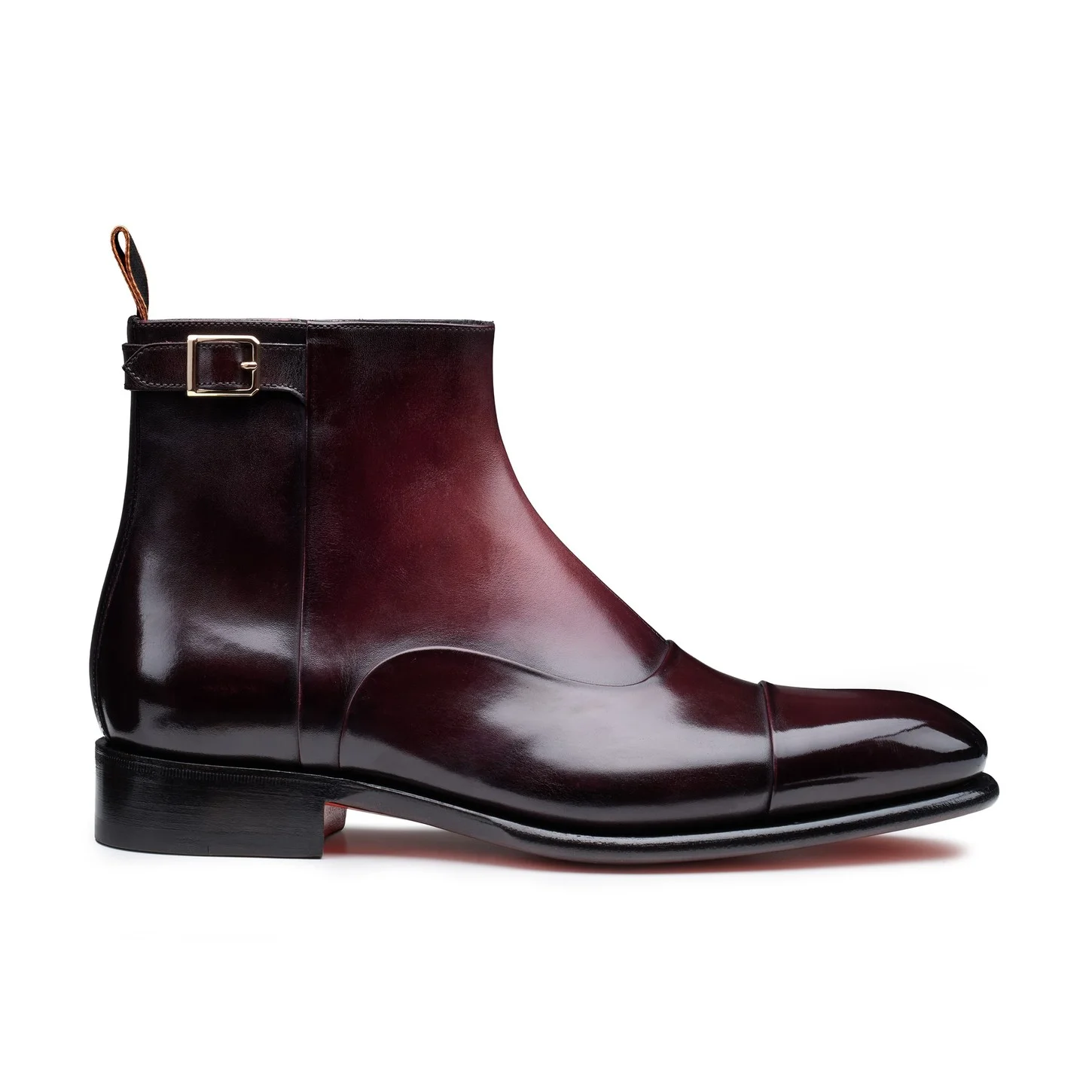 Men's burgundy leather ankle boot - 1