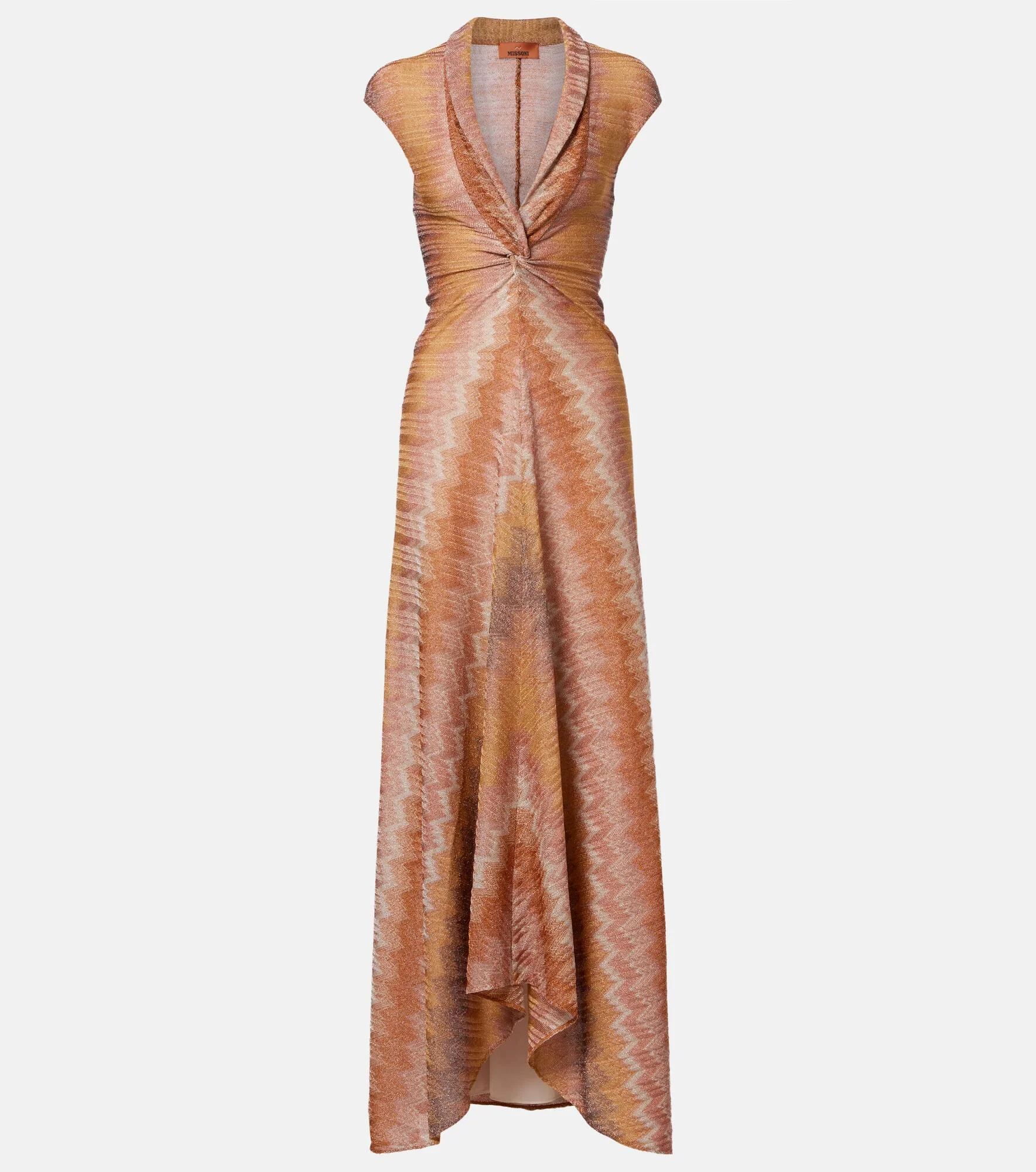 Gathered asymmetric lamé maxi dress - 1