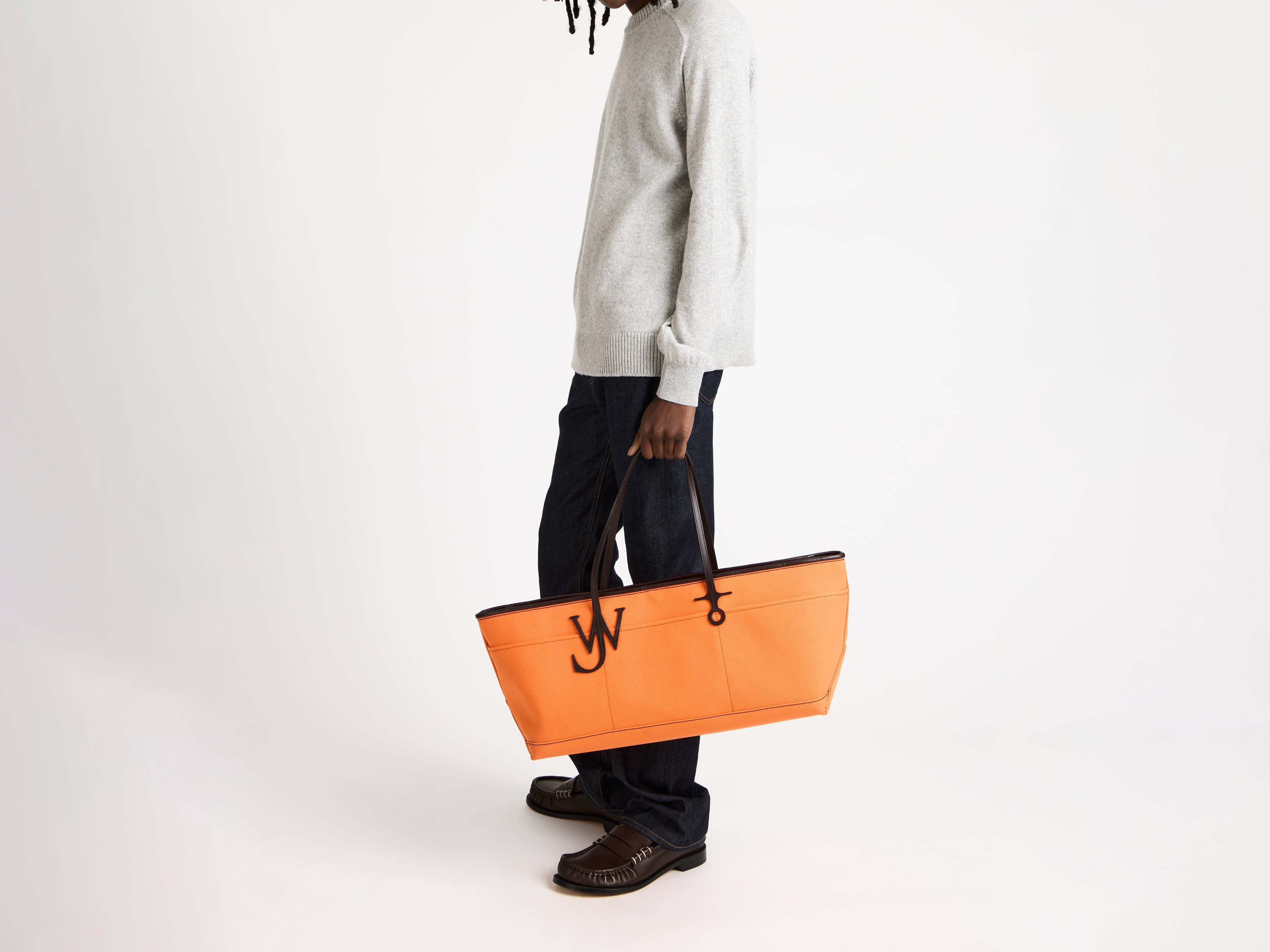 STRETCH ANCHOR CANVAS TOTE IN ORANGE - 2