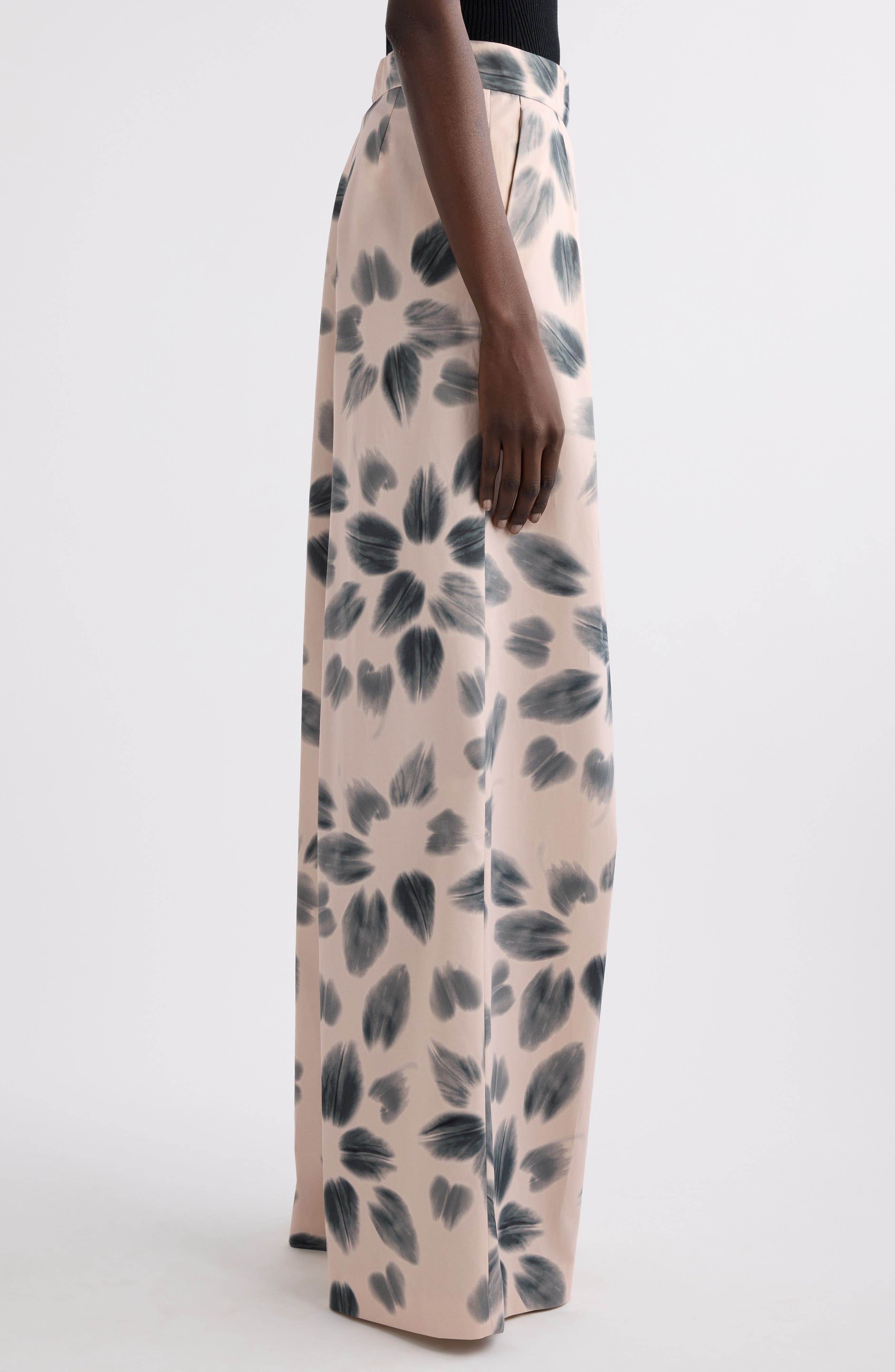 Dries Van Noten Pamplona Floral Pleated Wide Leg Pants in Blush at Nordstrom - 4