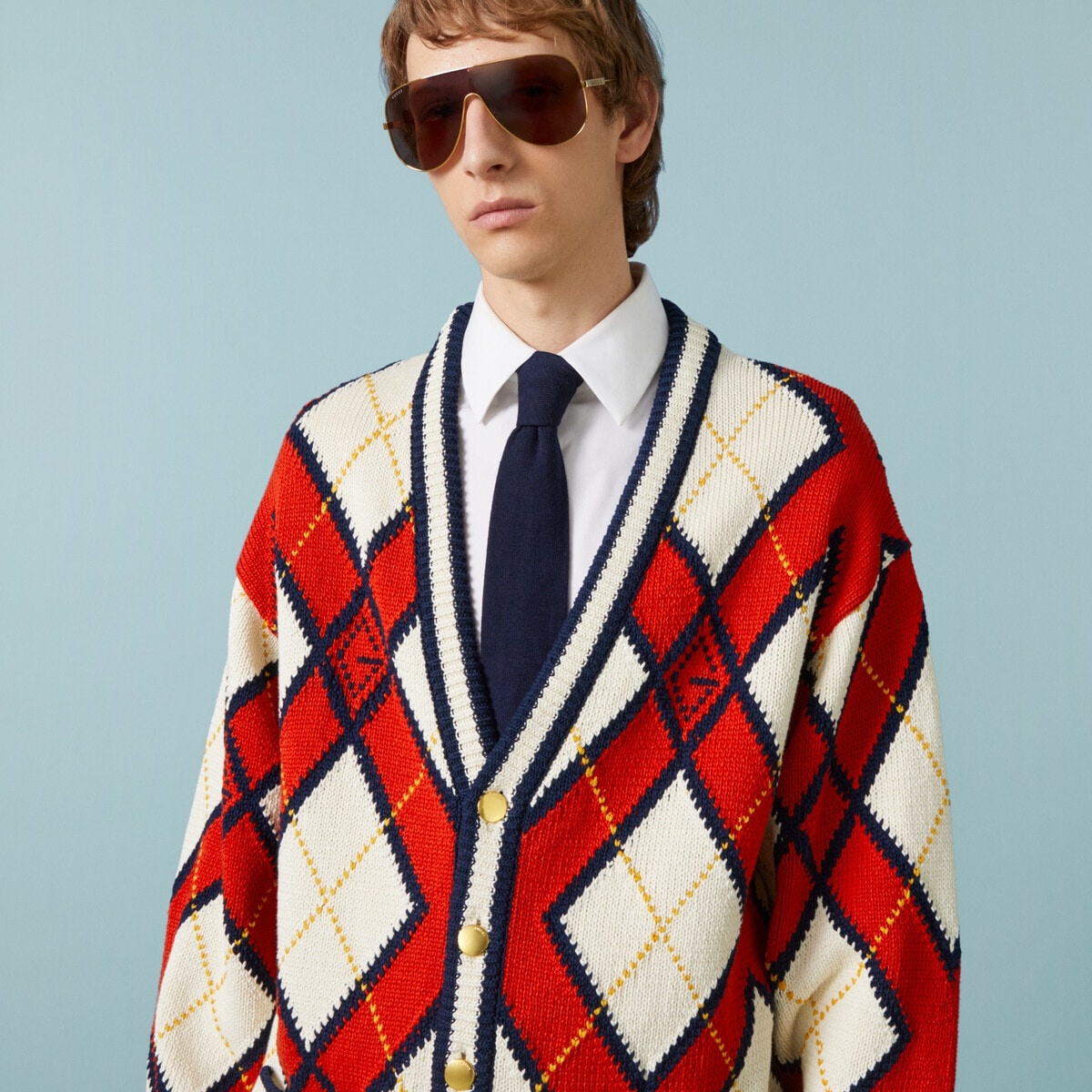 Double G wool knit tie - 3