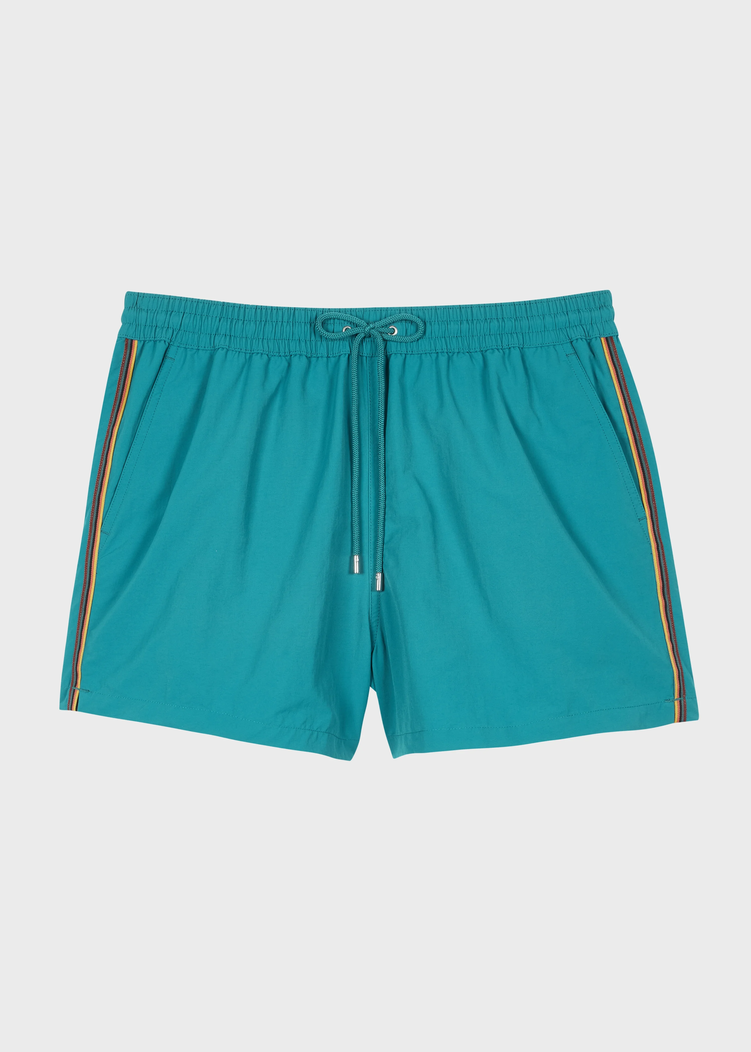 Turquoise Swim Shorts With 'Artist Stripe' Trim - 1